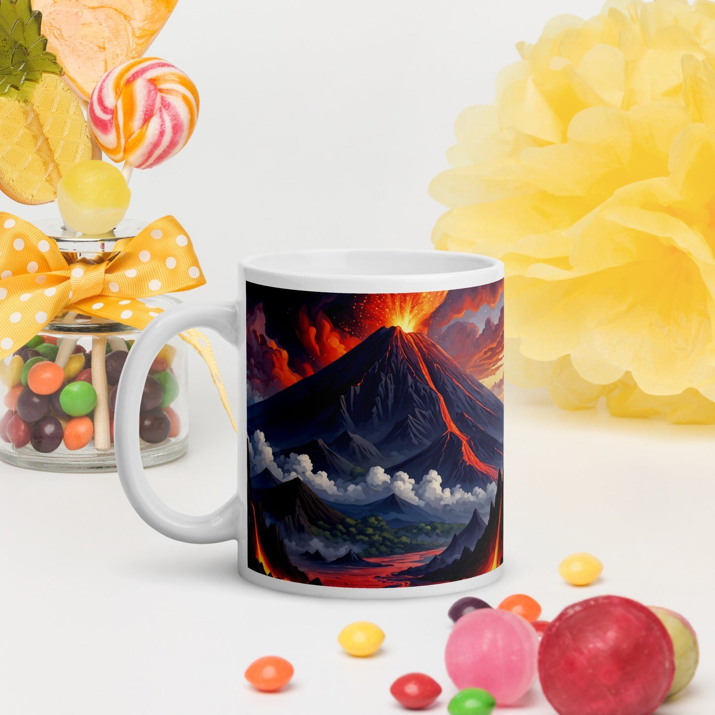 Volcano II White Glossy Mug (11 oz, 15 oz, 20 oz) - Mugs - Discovery Co.