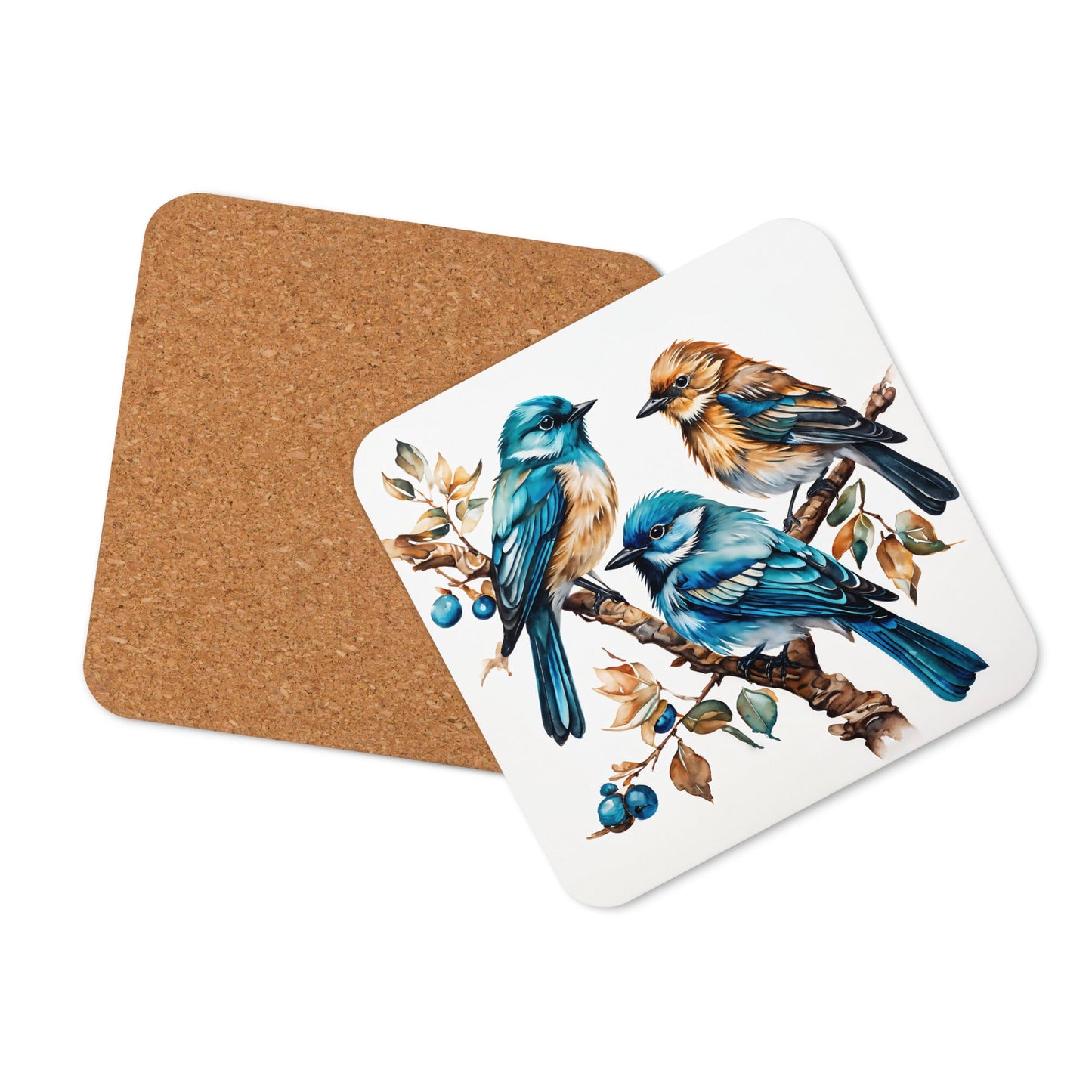 Watercolor Birds On A Branch Cork - back Coaster - Coasters - Discovery Co.