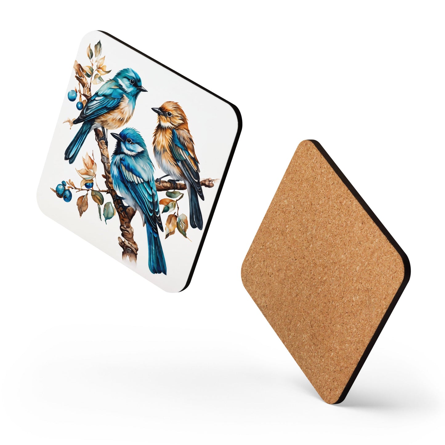 Watercolor Birds On A Branch Cork - back Coaster - Coasters - Discovery Co.