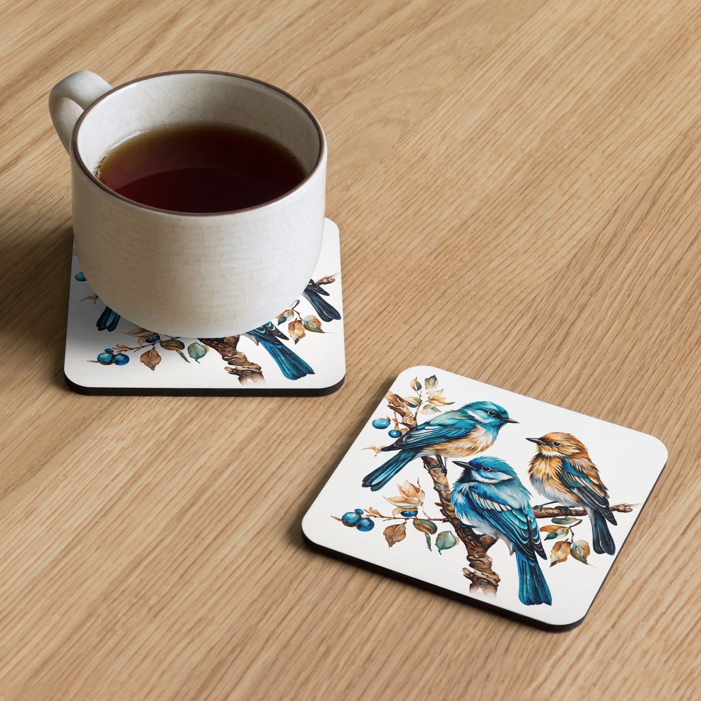 Watercolor Birds On A Branch Cork - back Coaster - Coasters - Discovery Co.