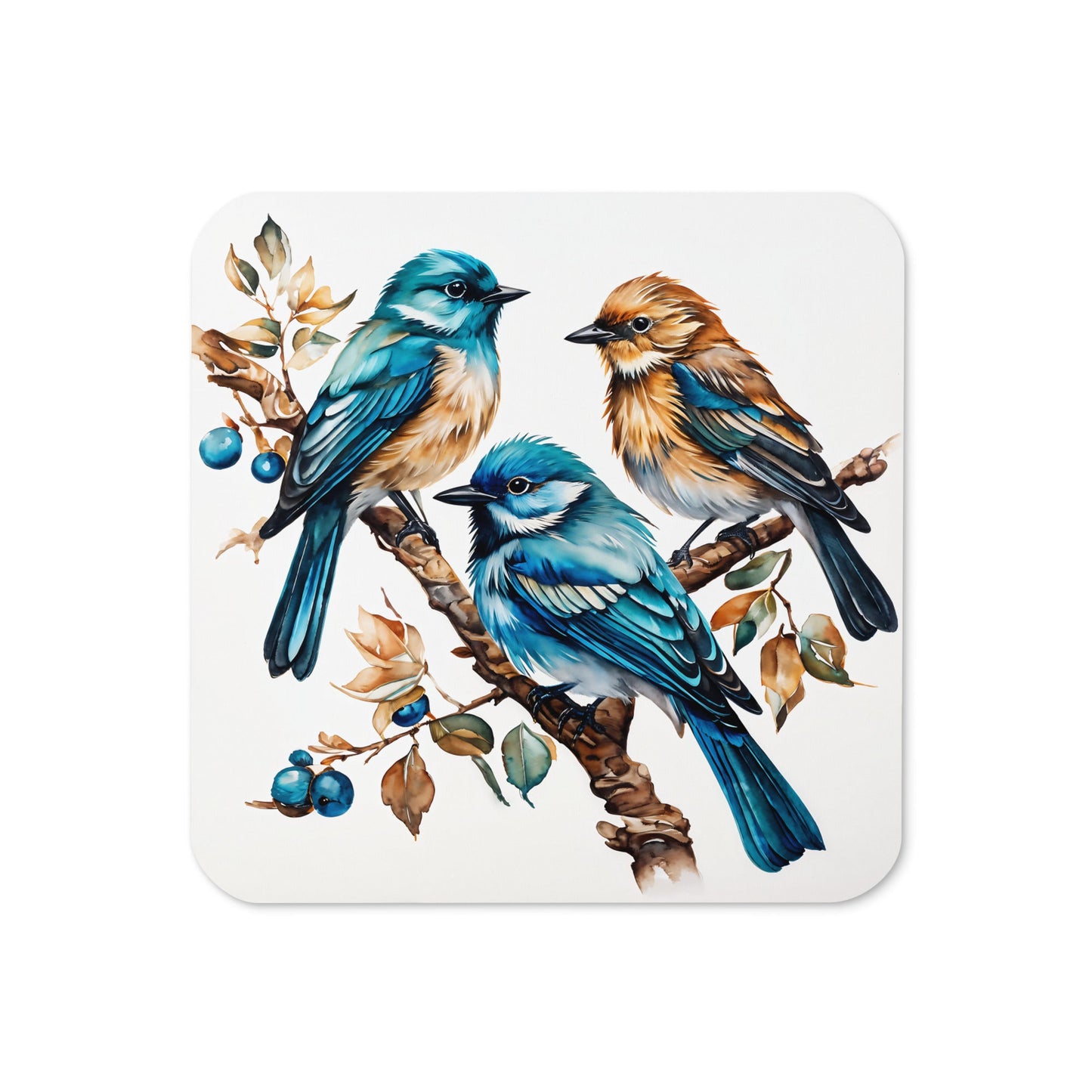 Watercolor Birds On A Branch Cork - back Coaster - Coasters - Discovery Co.