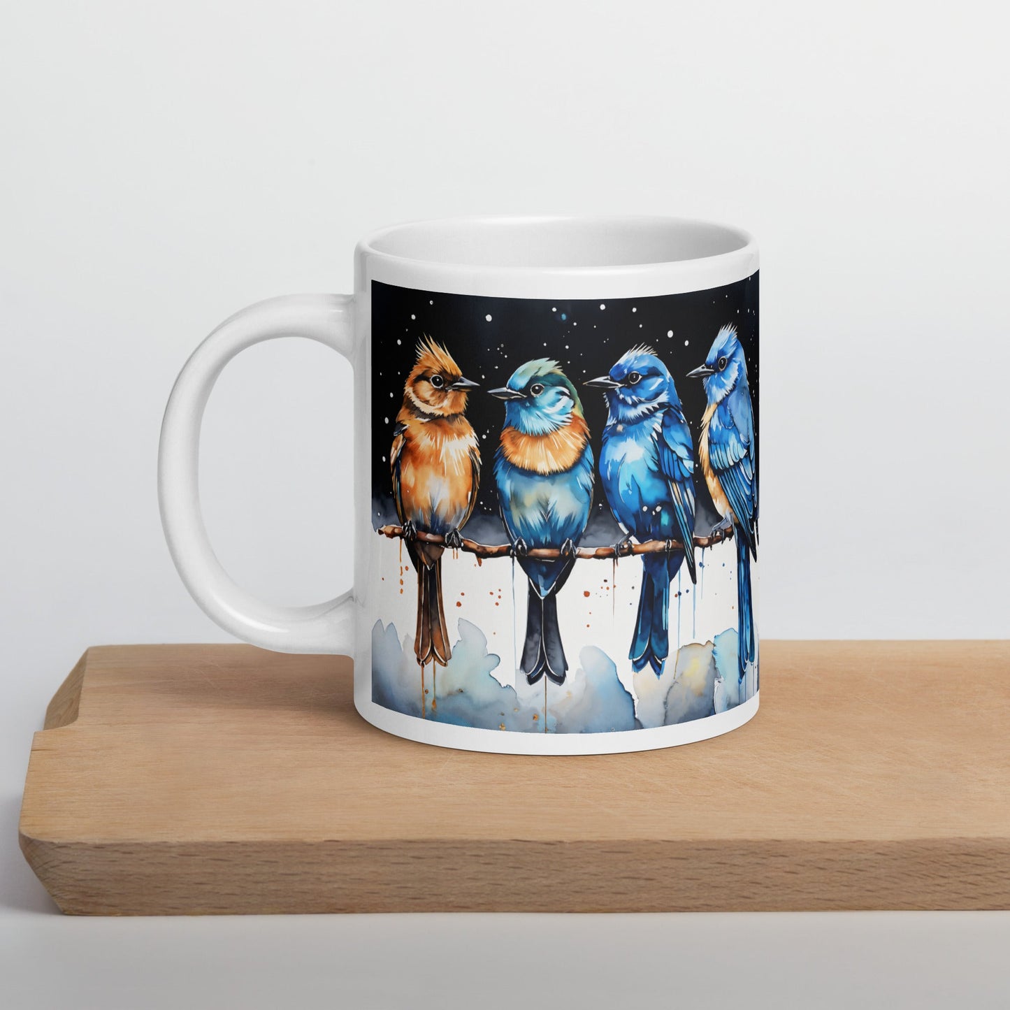 Watercolor Birds On A Branch White Glossy Mug (11 oz, 15 oz, 20 oz) - Mugs - Discovery Co.