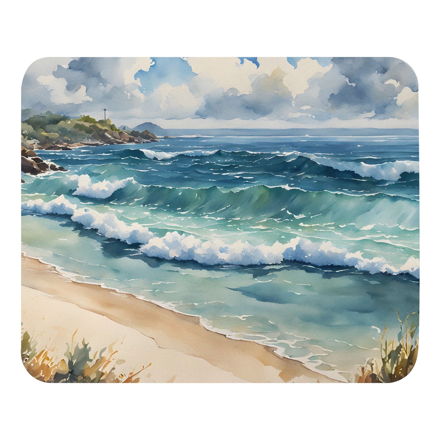 Watercolor Day At The Beach Mouse Pad - Mouse Pads - Discovery Co.