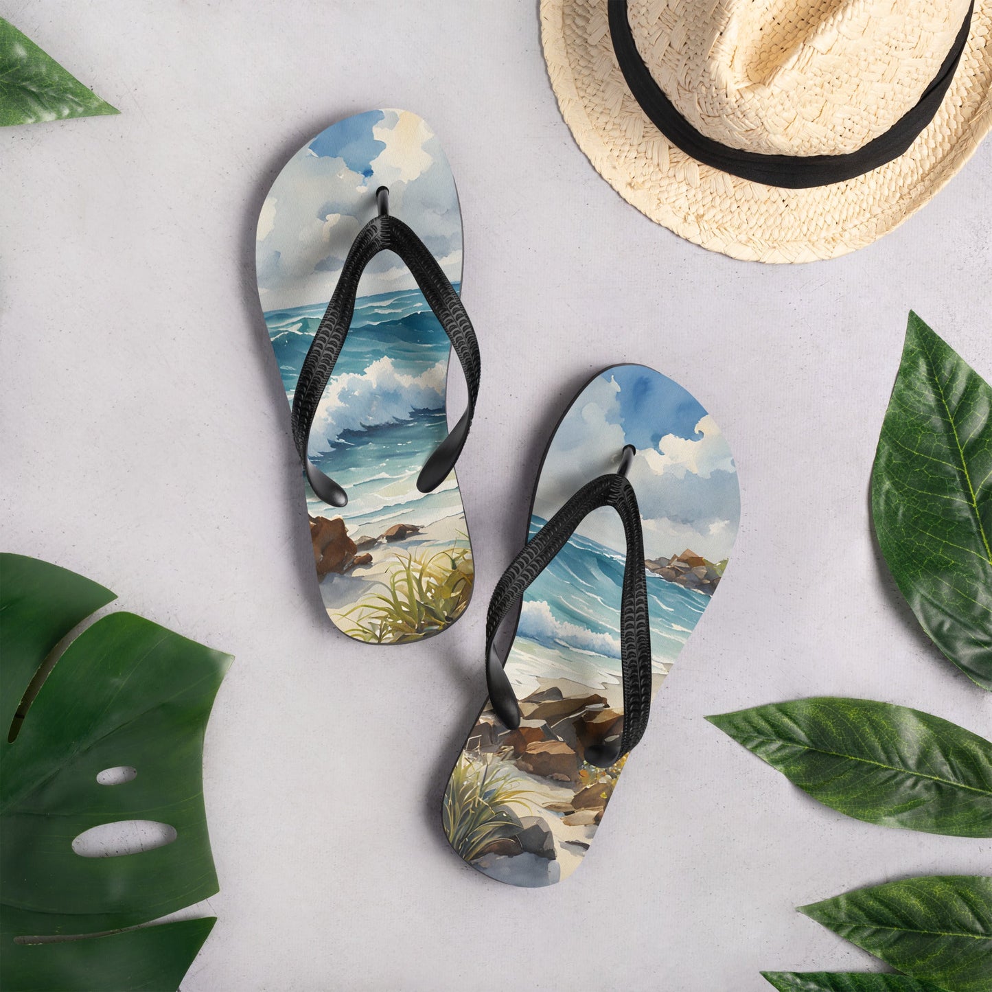 Watercolor Seashore Flip - Flops - Footwear - Discovery Co.