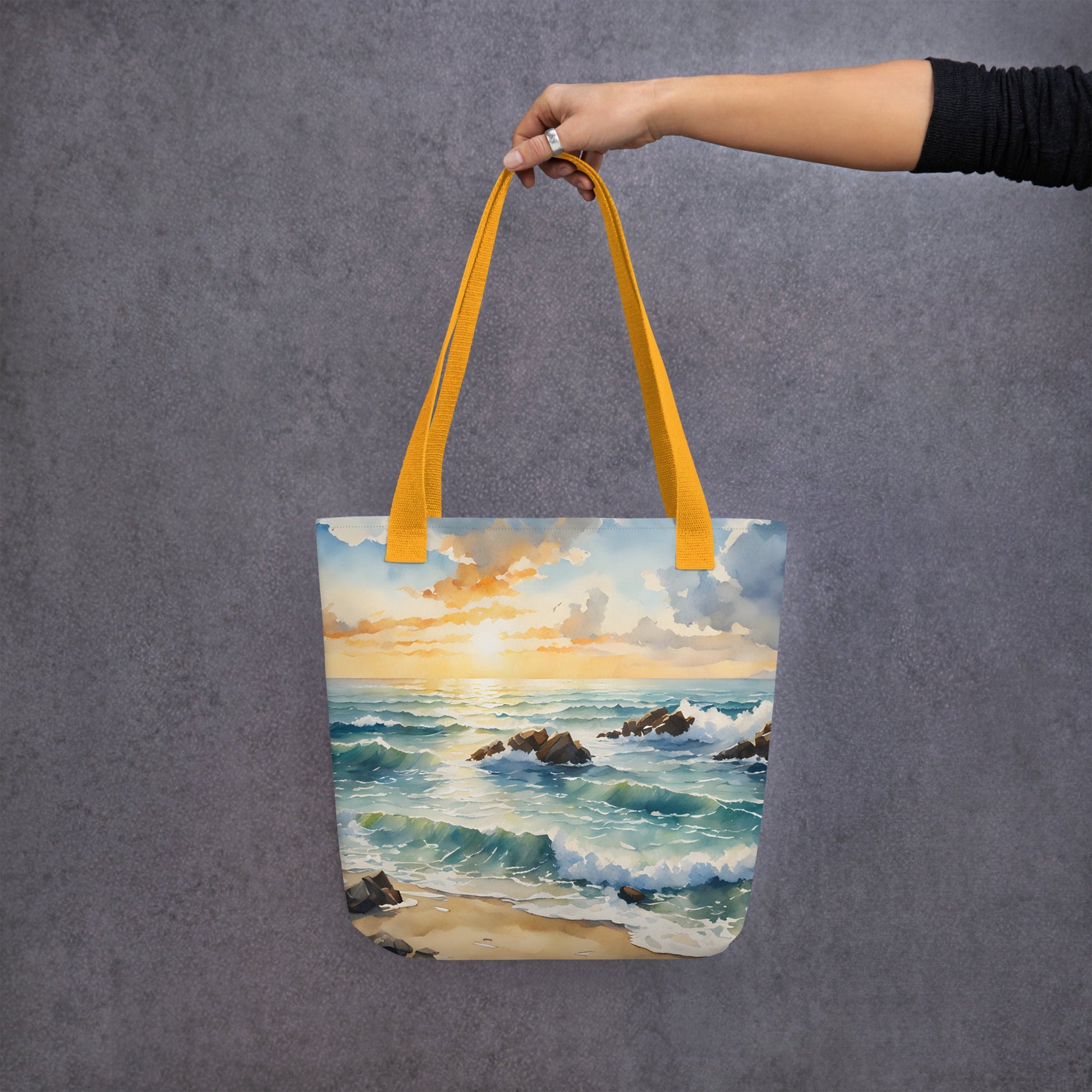 Watercolor Sunset Beach Tote Bag - Tote Bags - Discovery Co.