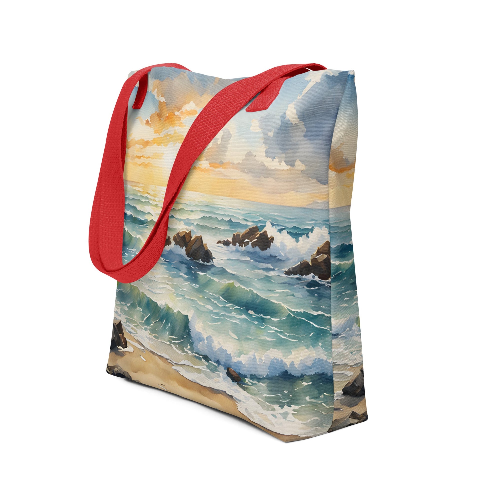 Watercolor Sunset Beach Tote Bag - Tote Bags - Discovery Co.