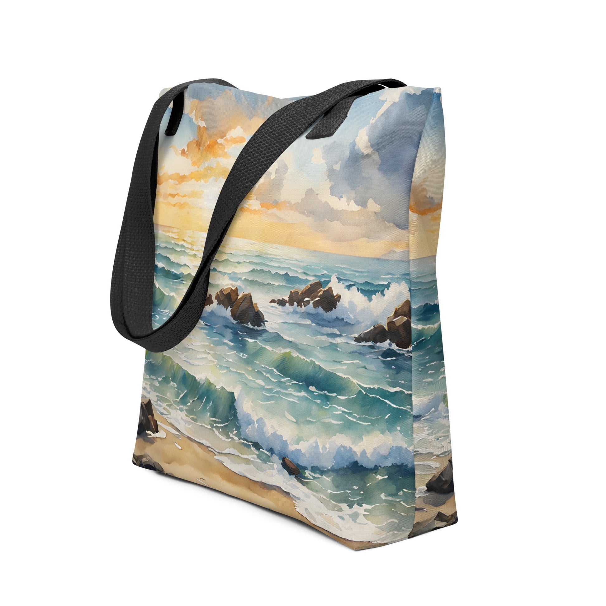 Watercolor Sunset Beach Tote Bag - Tote Bags - Discovery Co.