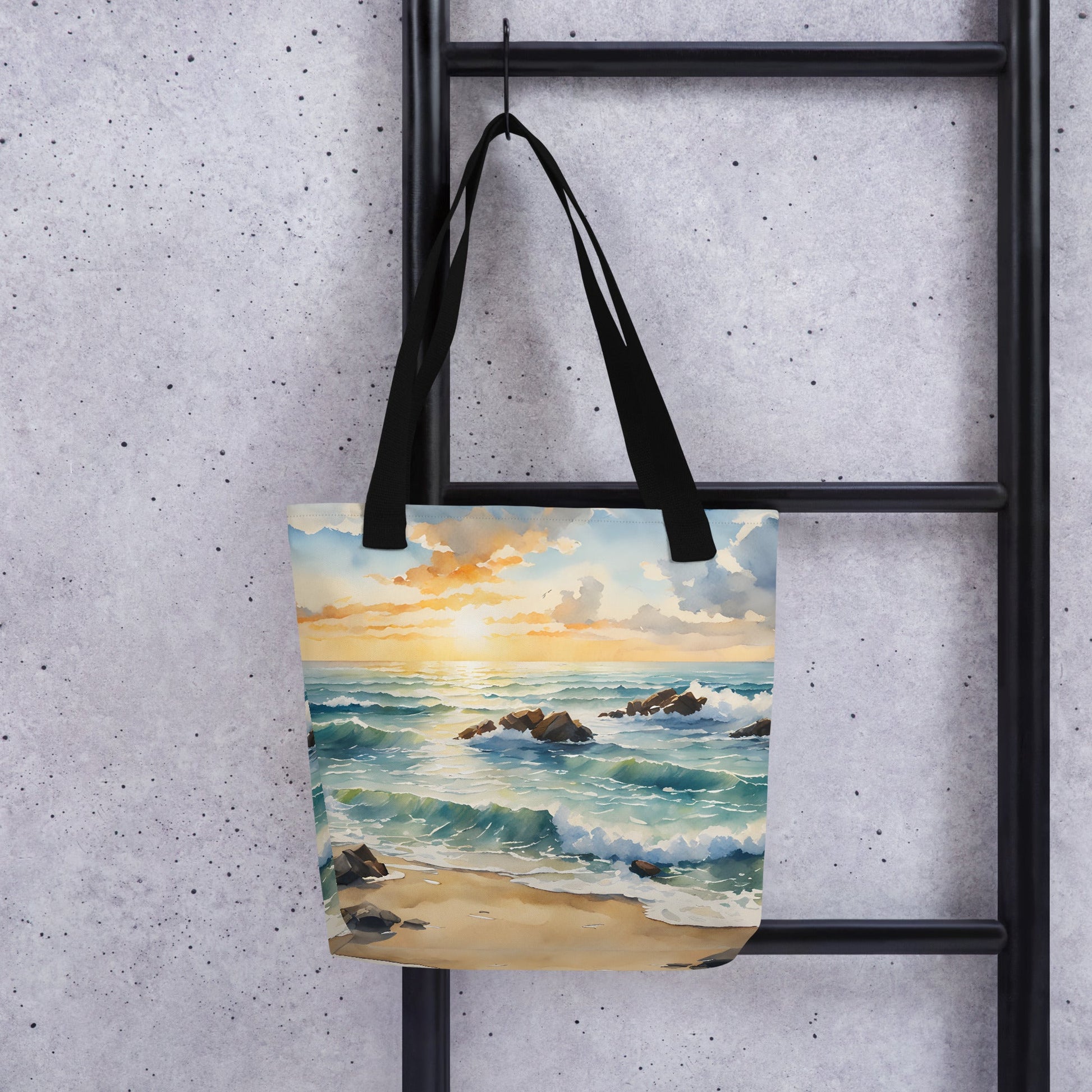 Watercolor Sunset Beach Tote Bag - Tote Bags - Discovery Co.