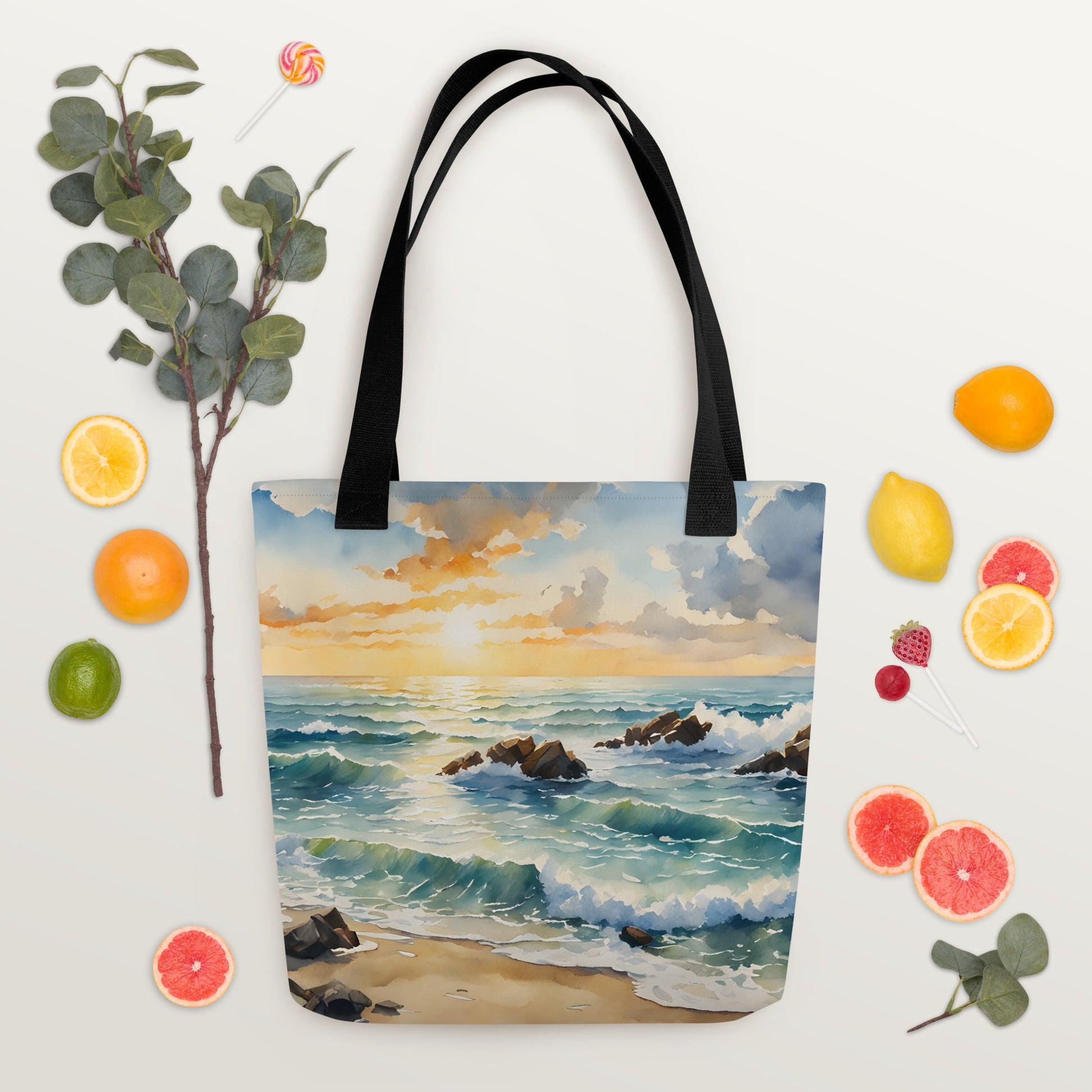 Watercolor Sunset Beach Tote Bag - Tote Bags - Discovery Co.