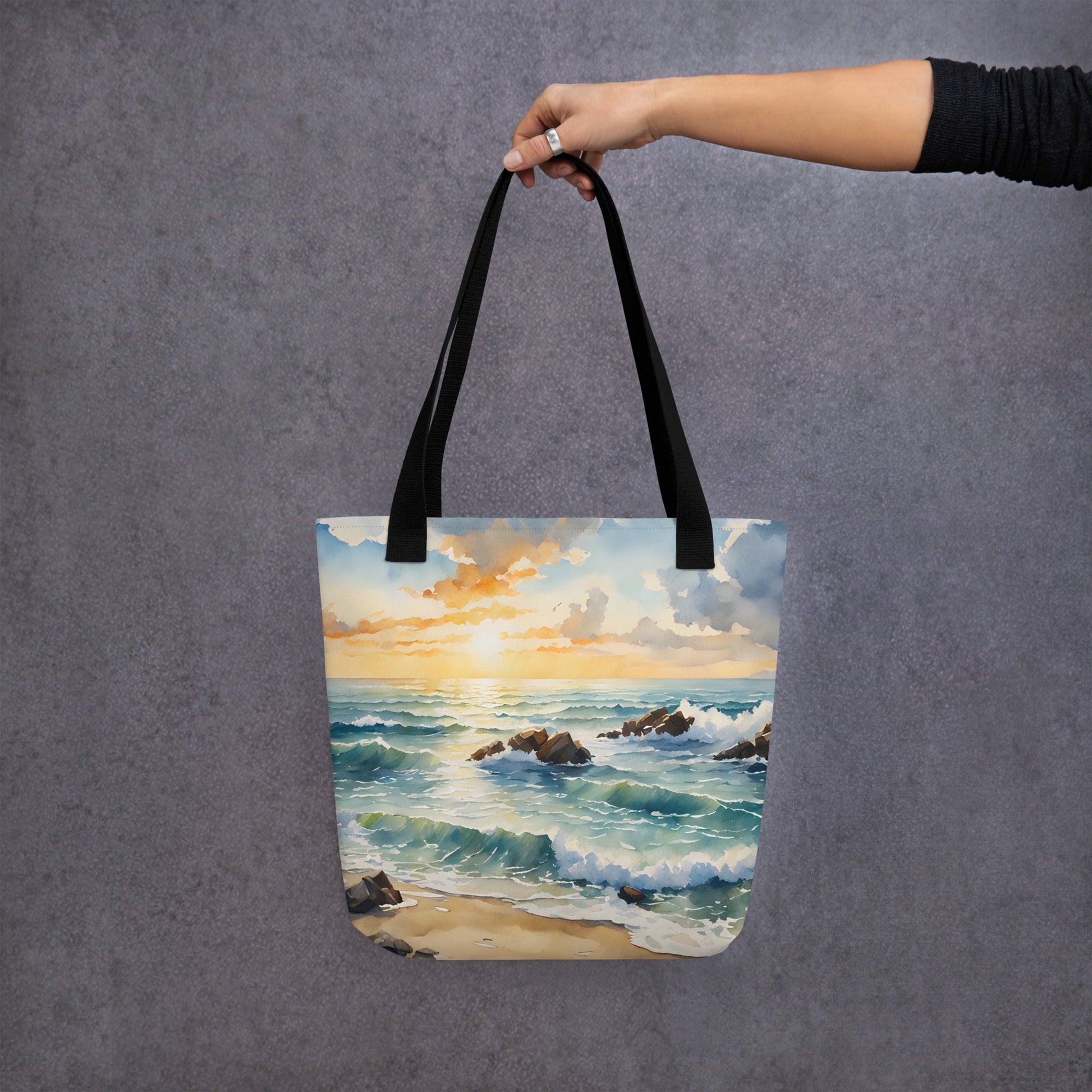 Watercolor Sunset Beach Tote Bag - Tote Bags - Discovery Co.
