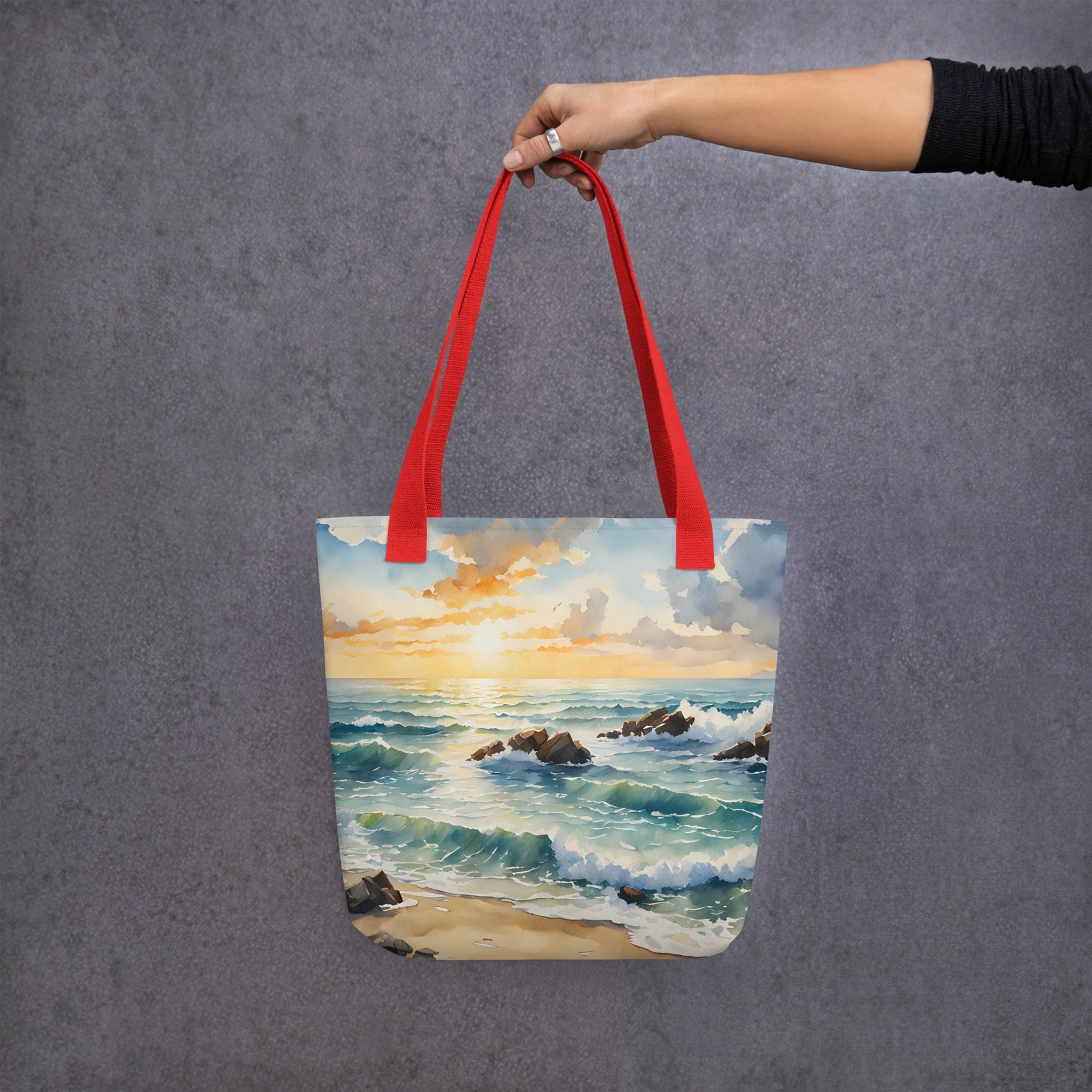 Watercolor Sunset Beach Tote Bag - Tote Bags - Discovery Co.