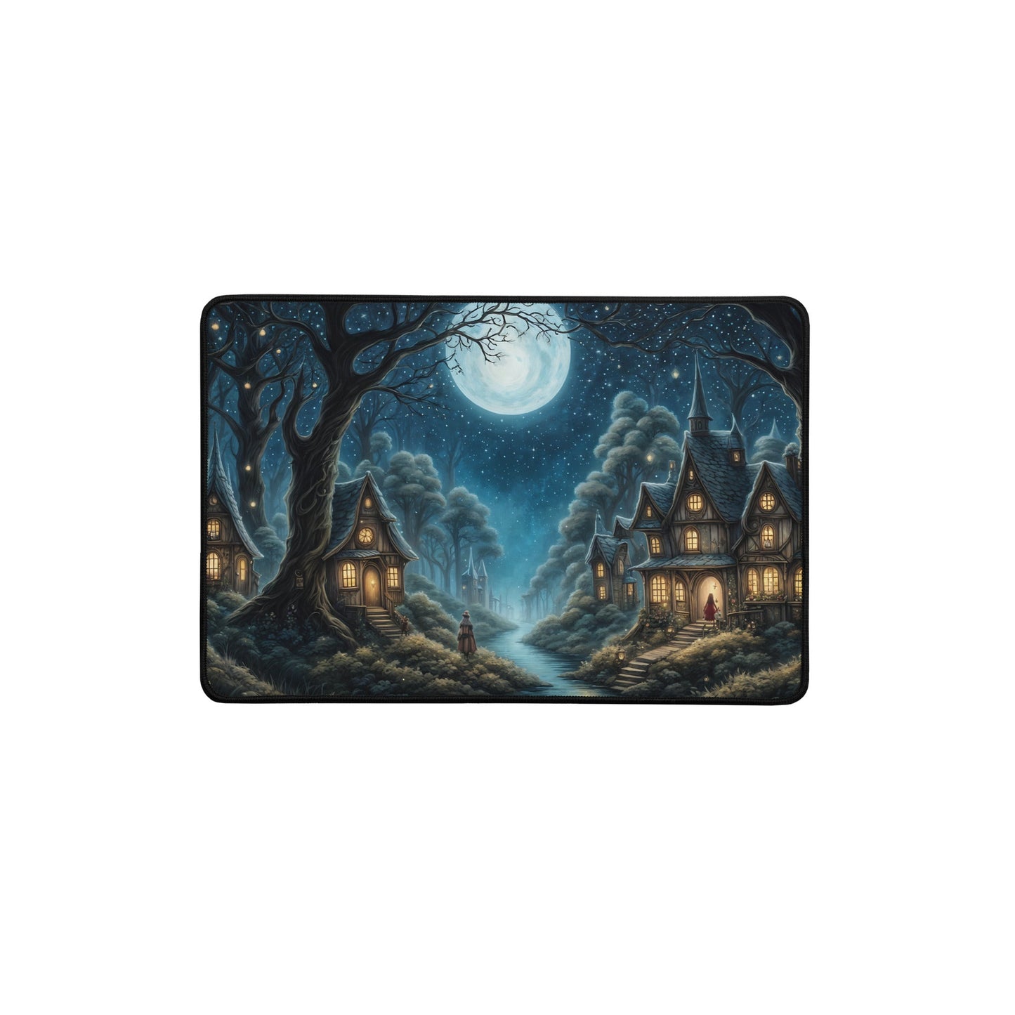Whimsical Forest Village After Nightfall Desk Mat - Mouse Pads - Discovery Co.