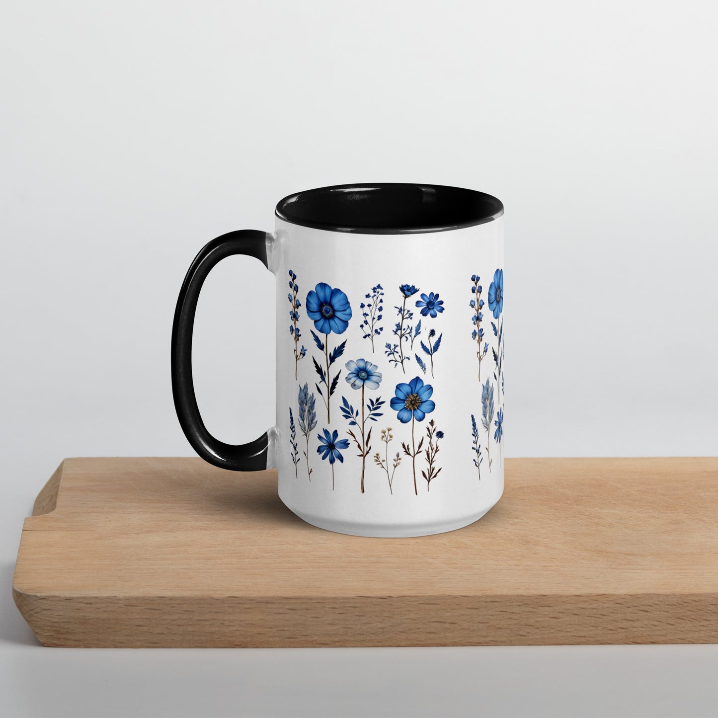 Blue Wildflowers Mug With Color Inside (11 oz and 15 oz) - Mugs - Discovery Co.