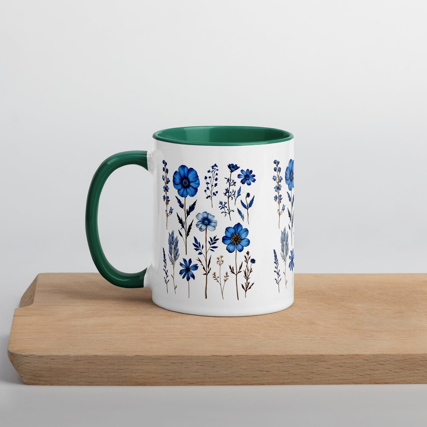 Blue Wildflowers Mug With Color Inside (11 oz and 15 oz) - Mugs - Discovery Co.