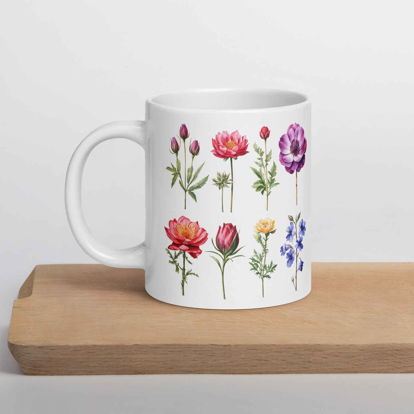 Flower Garden White Glossy Mug (11 oz, 15 oz, and 20 oz)