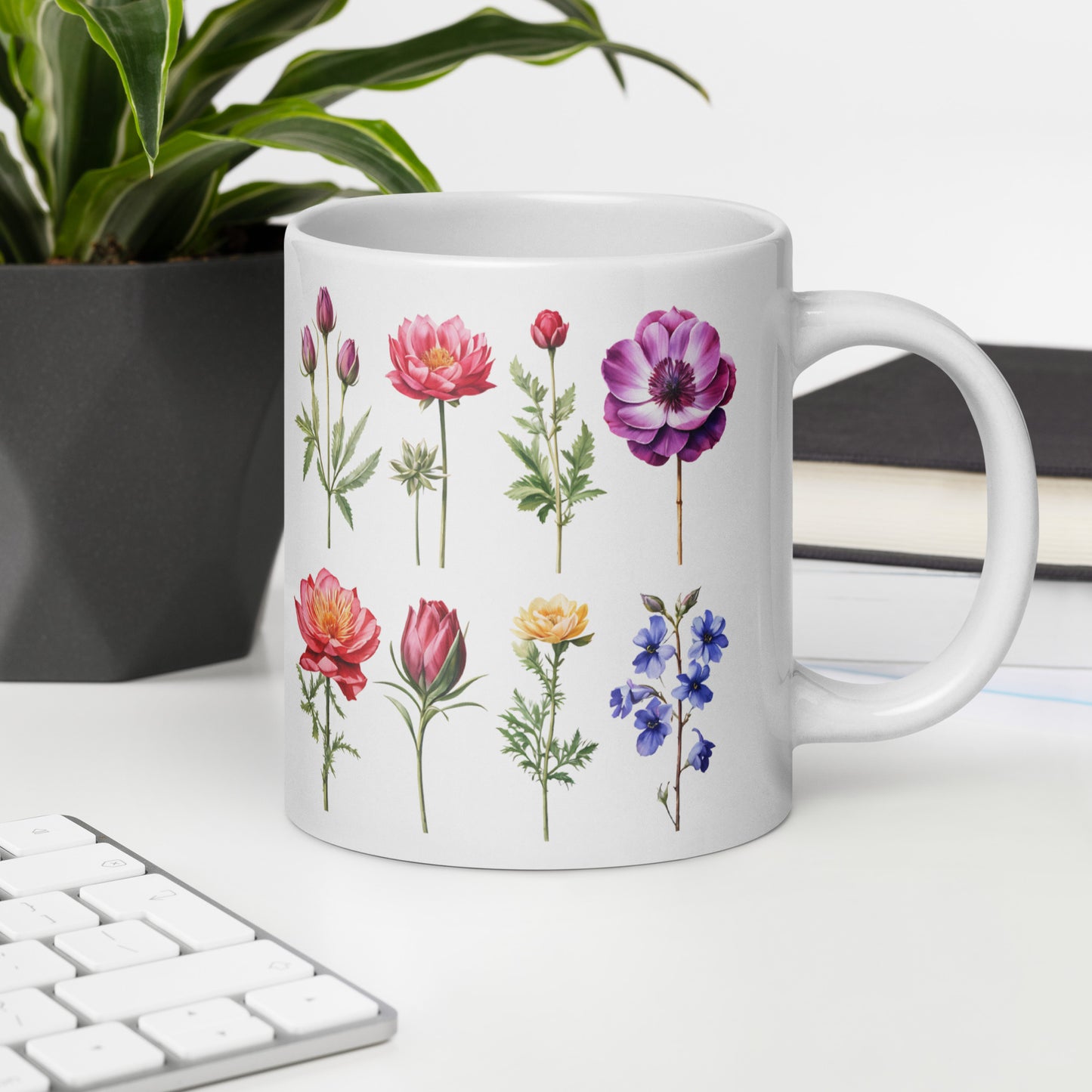 Flower Garden White Glossy Mug (11 oz, 15 oz, and 20 oz)