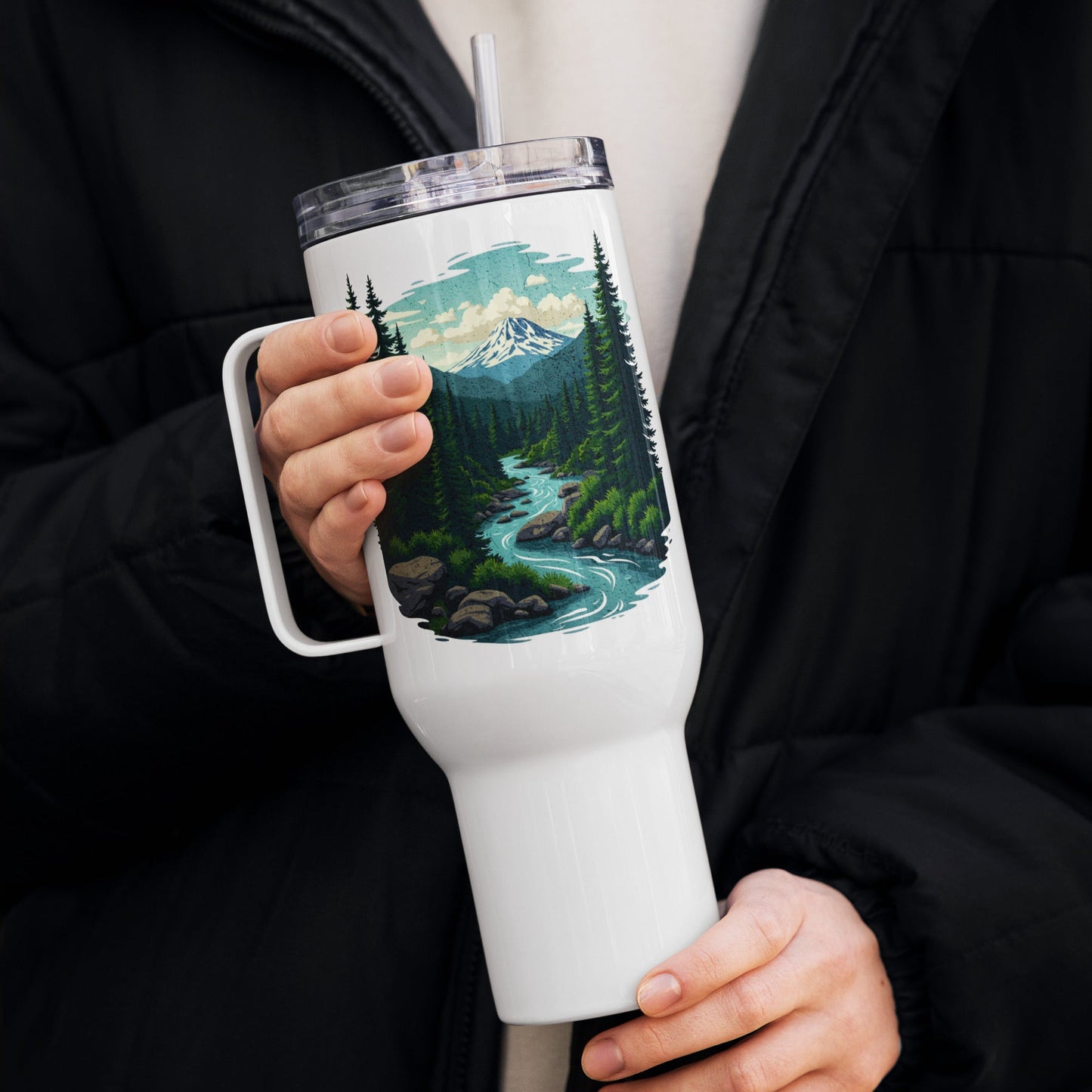 Winding River Travel Mug With Handle (25 oz and 40 oz) - Travel Mug - Discovery Co.