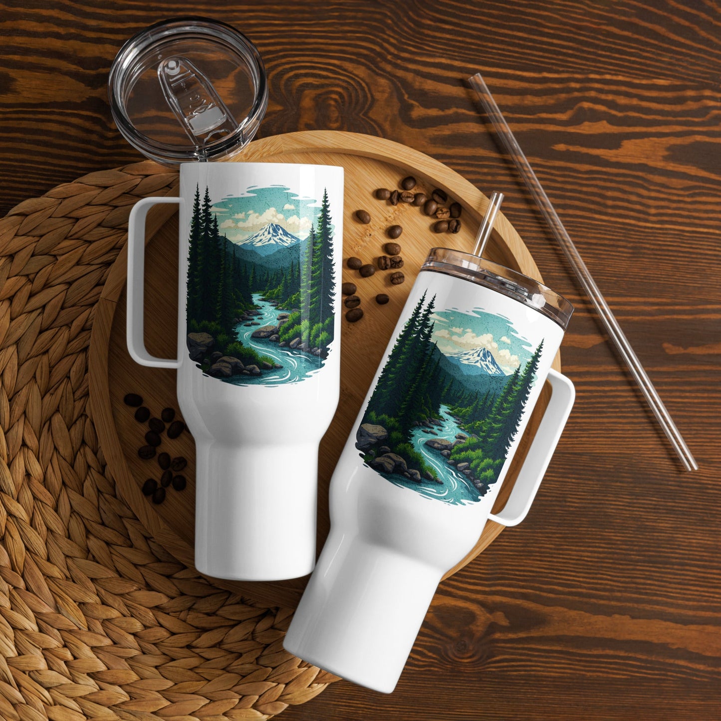 Winding River Travel Mug With Handle (25 oz and 40 oz) - Travel Mug - Discovery Co.
