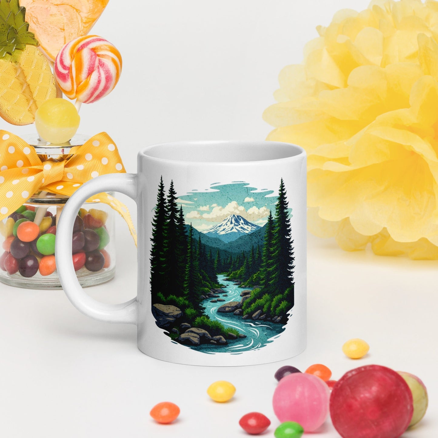 Winding River White Glossy Mug (11 oz, 15 oz, 20 oz) - Mugs - Discovery Co.