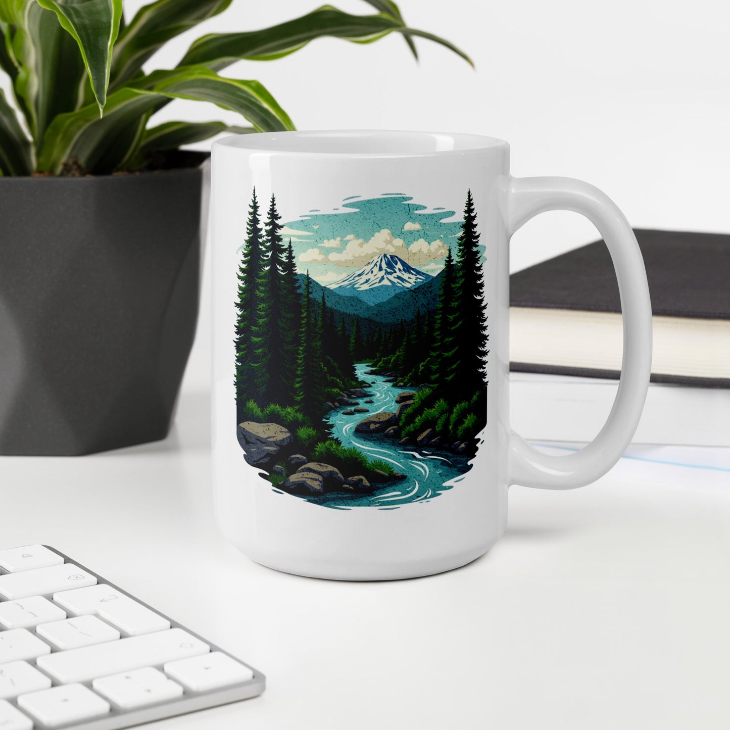 Winding River White Glossy Mug (11 oz, 15 oz, 20 oz) - Mugs - Discovery Co.