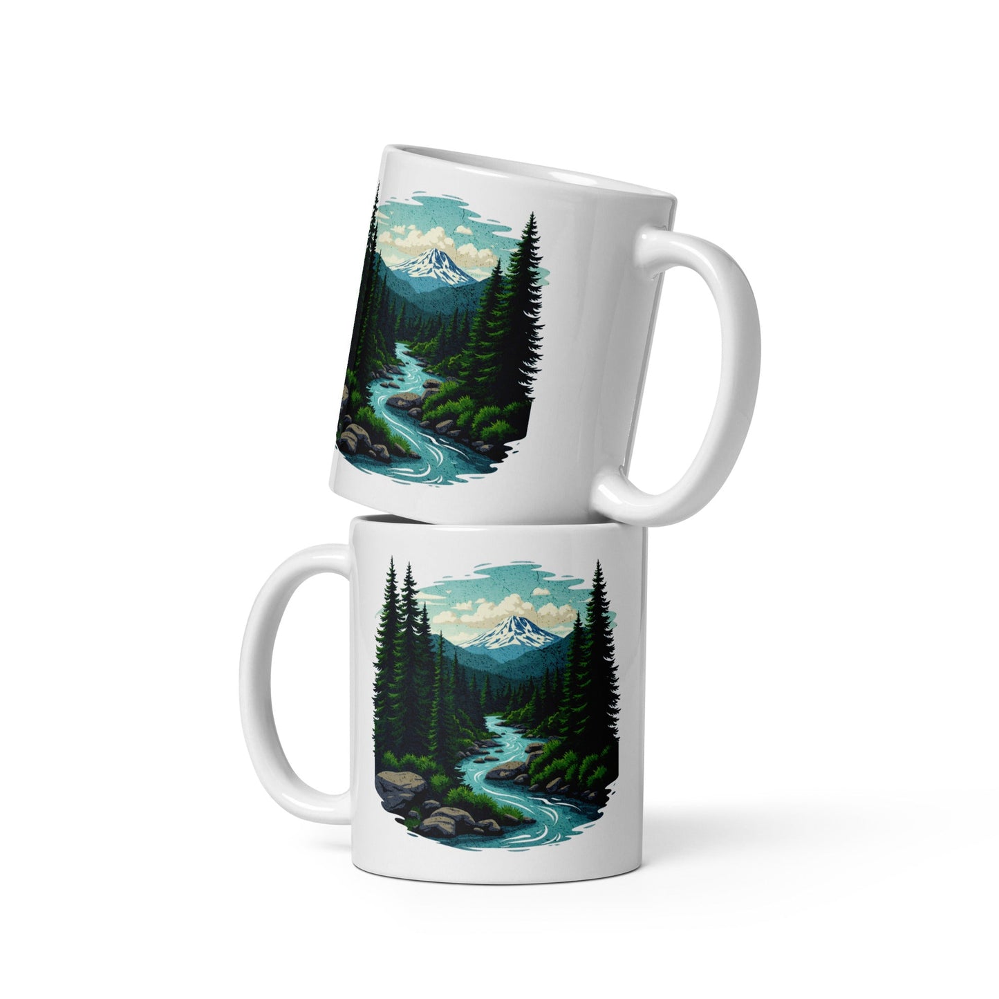 Winding River White Glossy Mug (11 oz, 15 oz, 20 oz) - Mugs - Discovery Co.