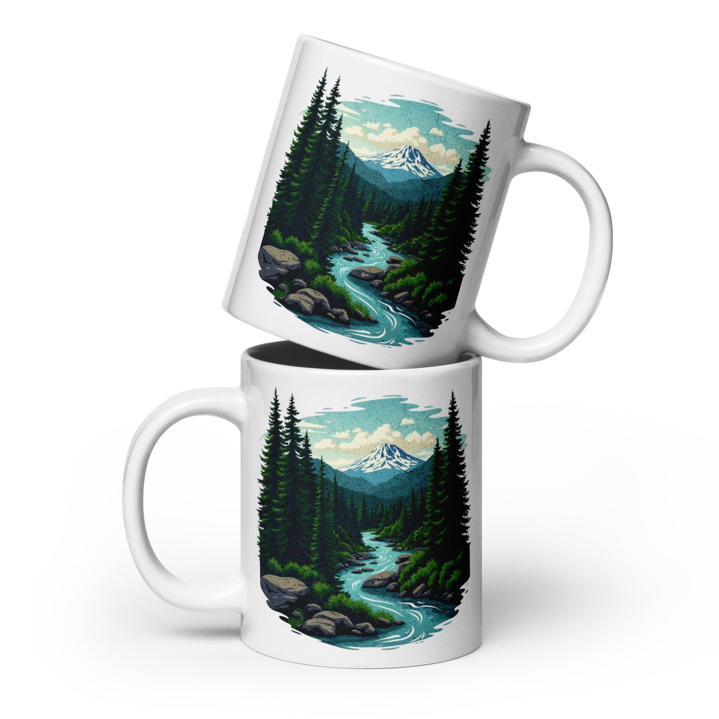 Winding River White Glossy Mug (11 oz, 15 oz, 20 oz) - Mugs - Discovery Co.