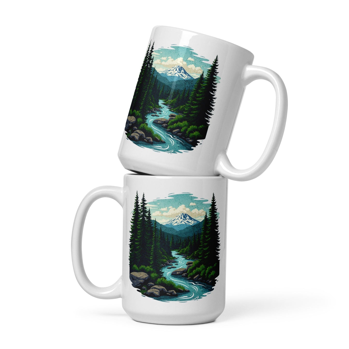 Winding River White Glossy Mug (11 oz, 15 oz, 20 oz) - Mugs - Discovery Co.
