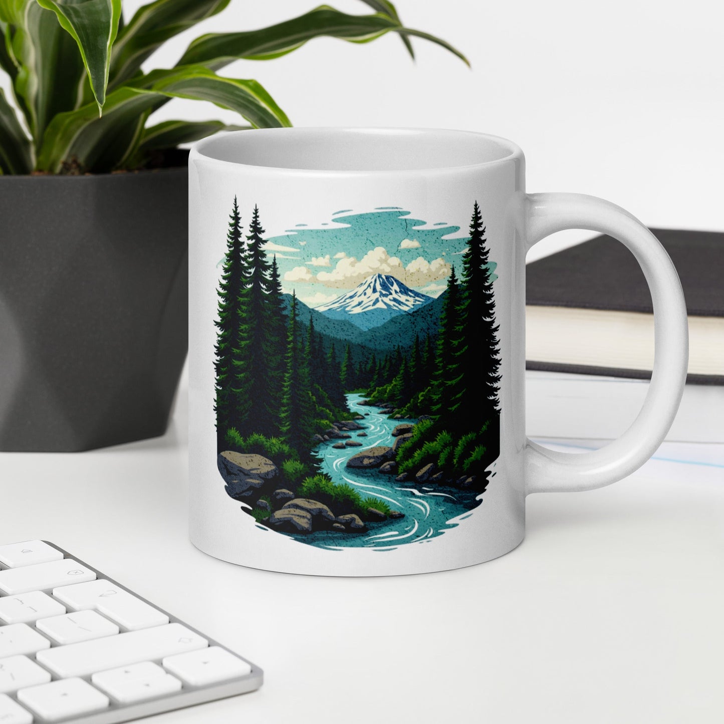 Winding River White Glossy Mug (11 oz, 15 oz, 20 oz) - Mugs - Discovery Co.