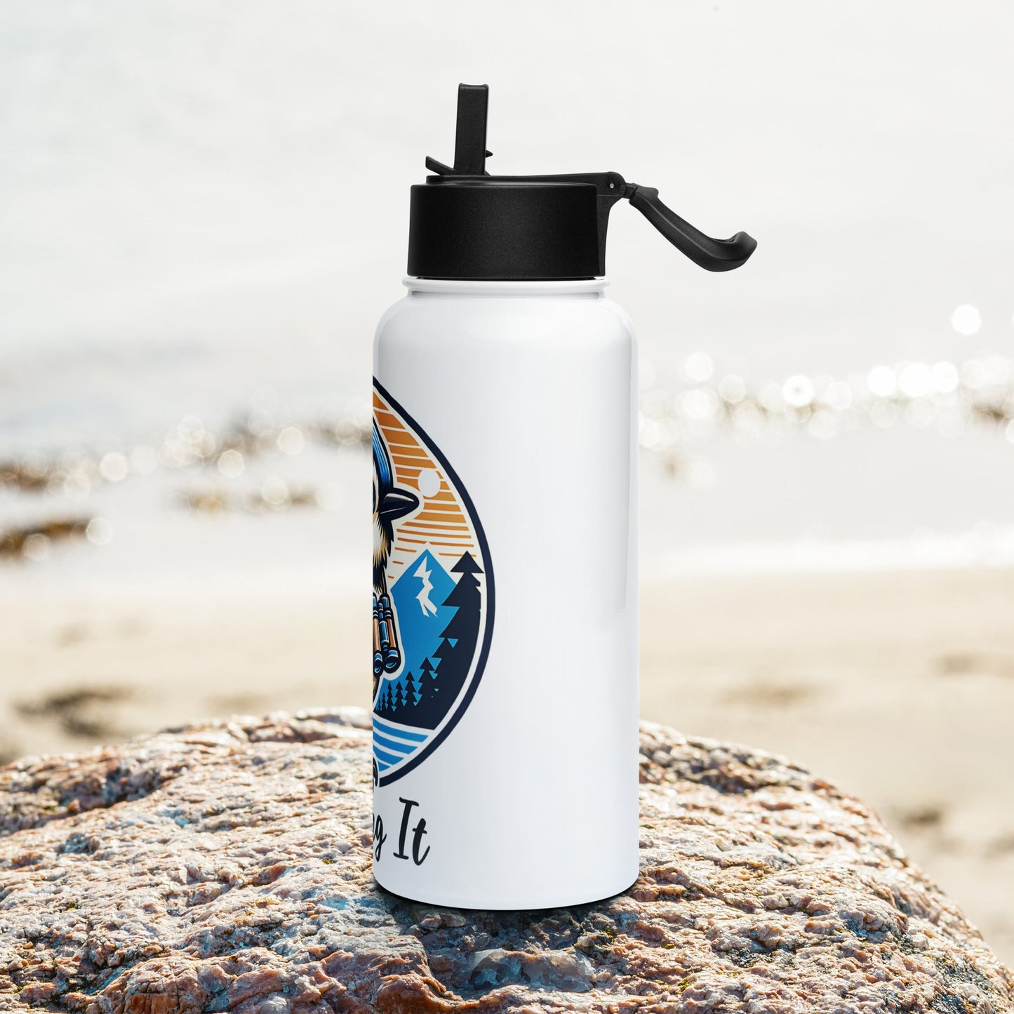 Winging It Stainless Steel Water Bottle With Straw Lid - Stainless Steel Water Bottle With Straw Lid - Discovery Co.