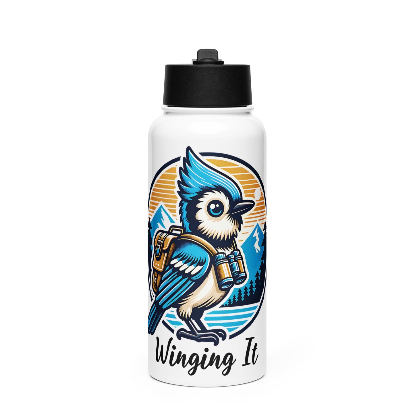 Winging It Stainless Steel Water Bottle With Straw Lid - Stainless Steel Water Bottle With Straw Lid - Discovery Co.