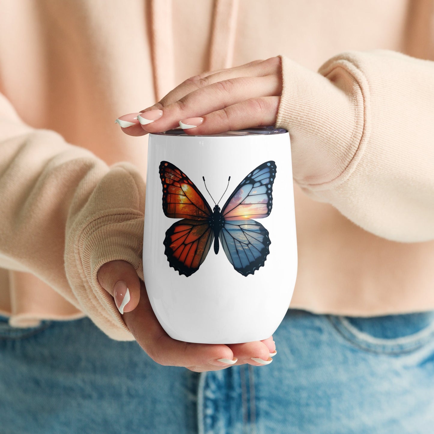 Wings Of Nature Butterfly Stainless Steel Wine Tumbler - Steel Tumbler - Discovery Co.