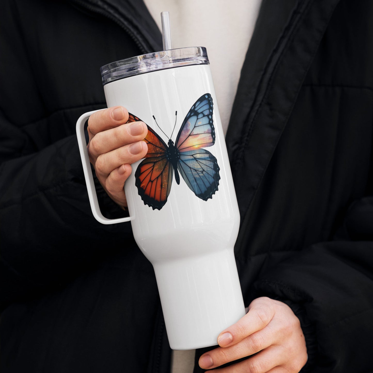 Wings Of Nature Butterfly Travel Mug With Handle (25 oz and 40 oz) - Travel Mug - Discovery Co.