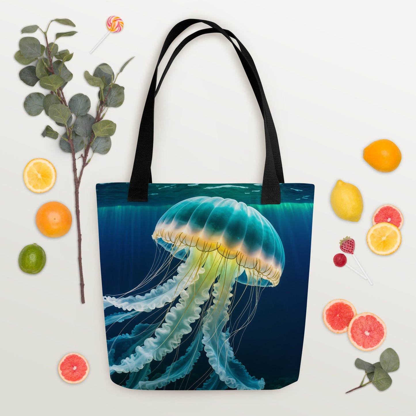 Yellow And Turquoise Jellyfish Tote Bag - Tote Bags - Discovery Co.