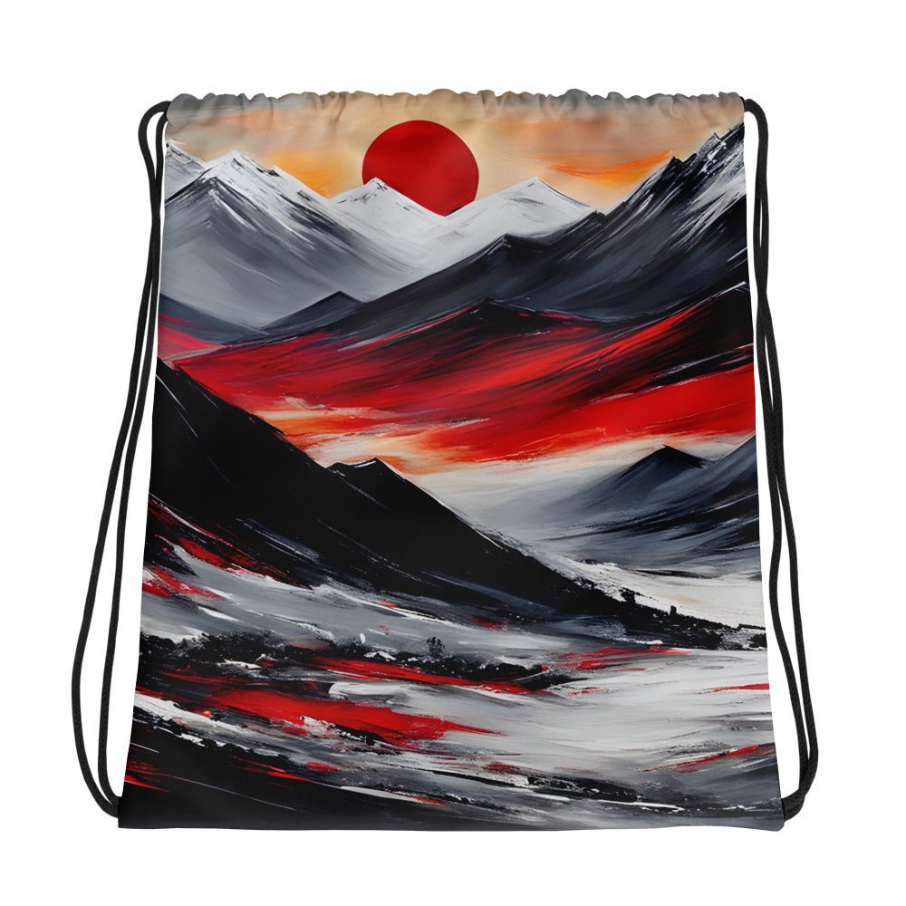 Acrylic Art Mountains Sunset Drawstring Bag - Drawstring Bag - Discovery Co.