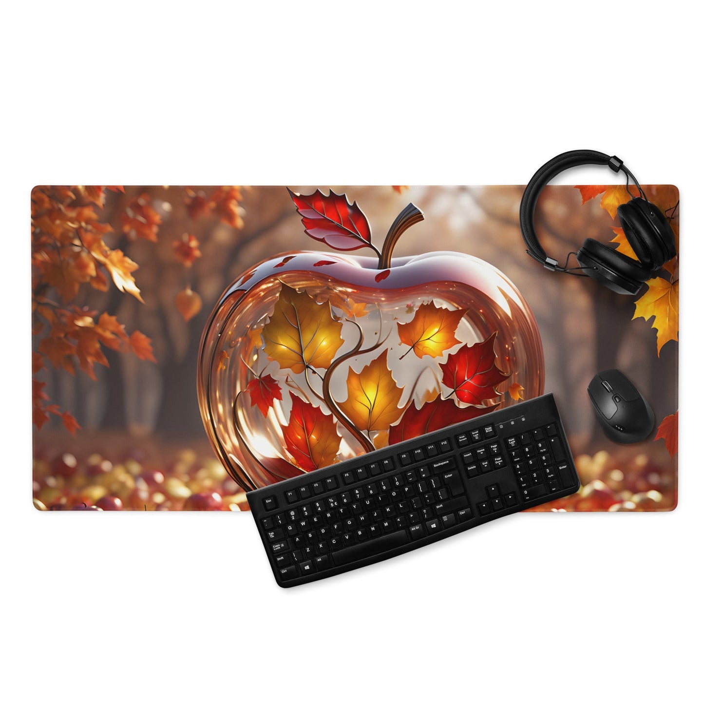 Apple With Maple Leaves Gaming Mouse Pad - Mouse Pads - Discovery Co.