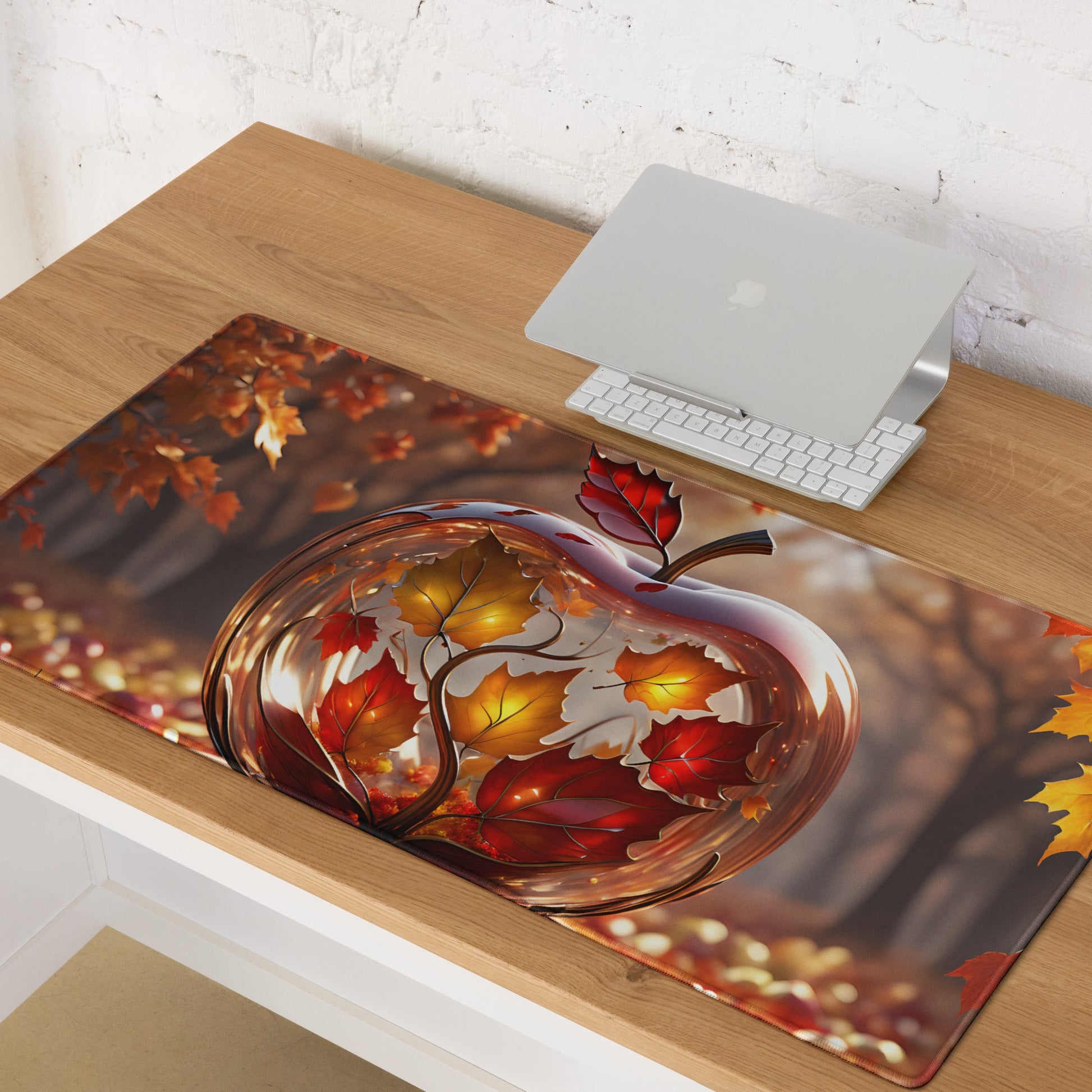 Apple With Maple Leaves Gaming Mouse Pad - Mouse Pads - Discovery Co.