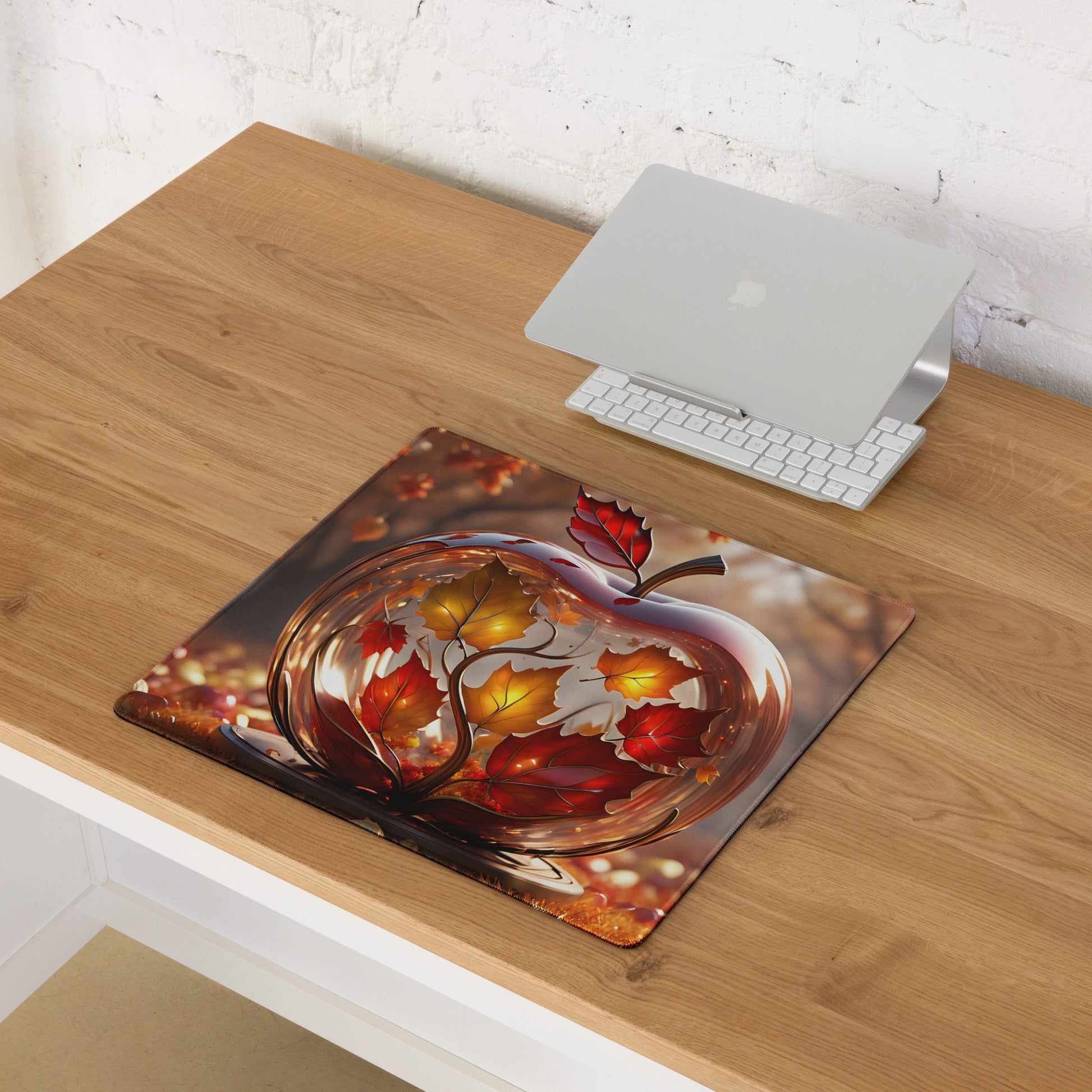 Apple With Maple Leaves Gaming Mouse Pad - Mouse Pads - Discovery Co.