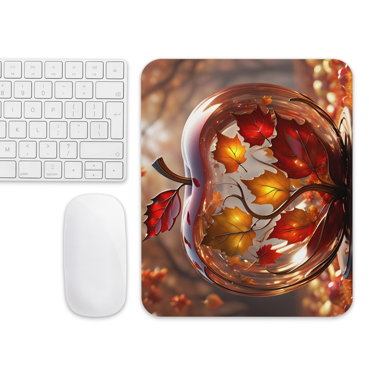 Apple With Maple Leaves Mouse Pad - Mouse Pads - Discovery Co.