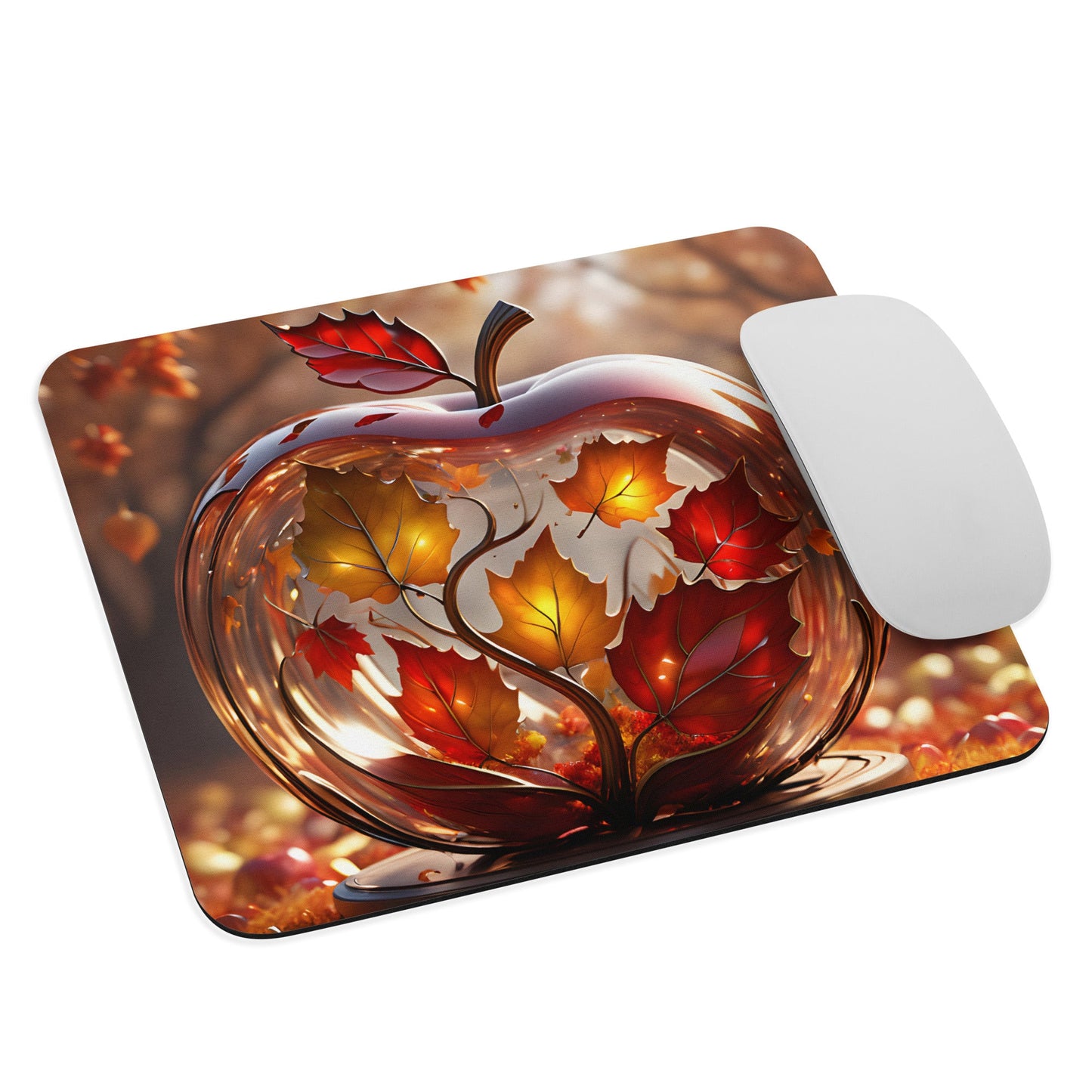 Apple With Maple Leaves Mouse Pad - Mouse Pads - Discovery Co.