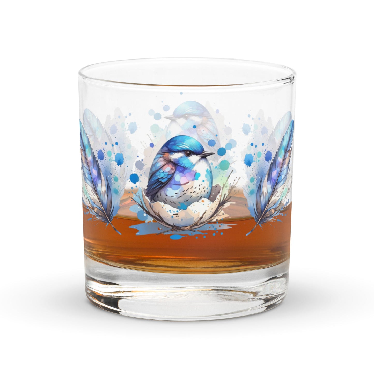 Baby Bird Watercolor Art Rocks Glass - Rocks Glass - Discovery Co.