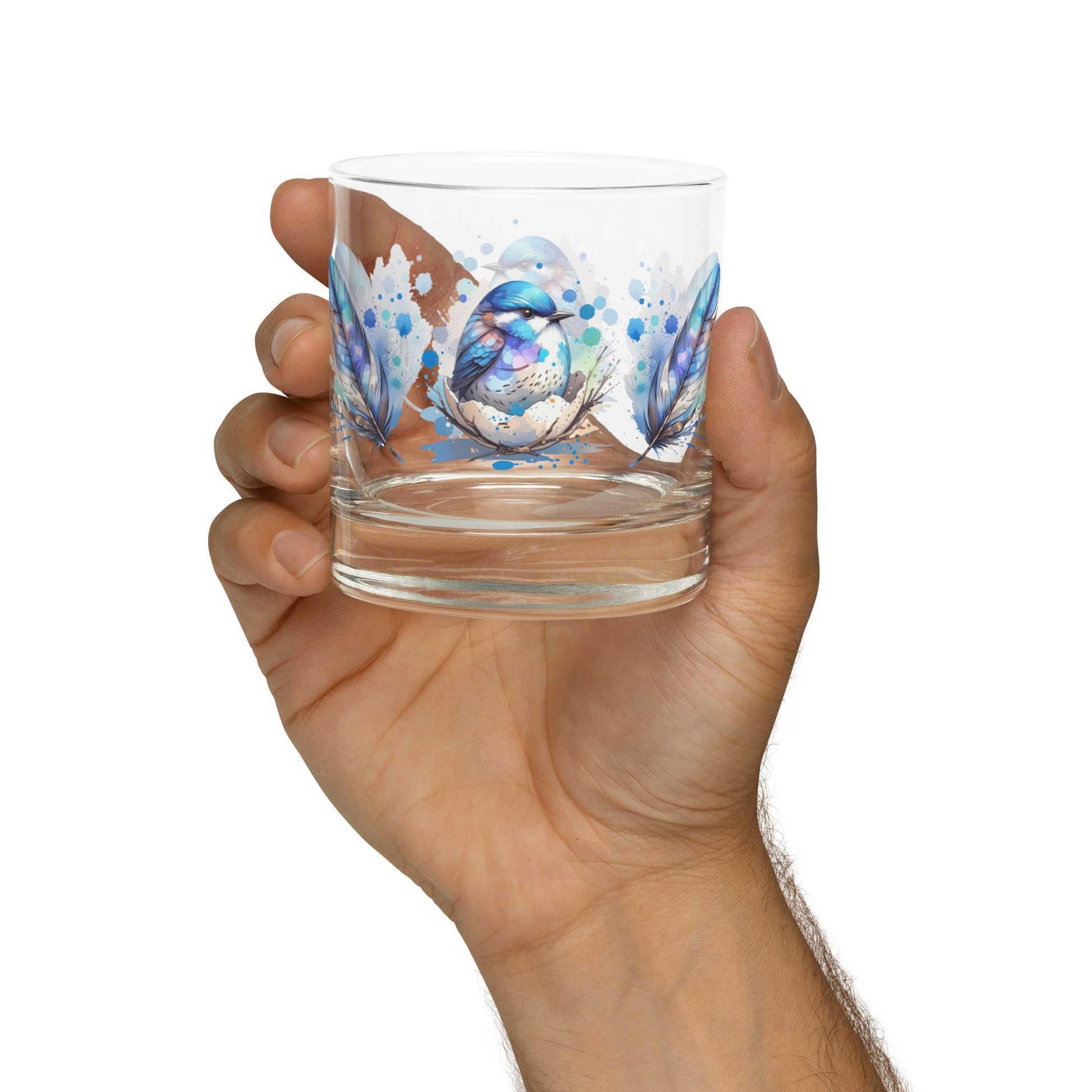 Baby Bird Watercolor Art Rocks Glass - Rocks Glass - Discovery Co.