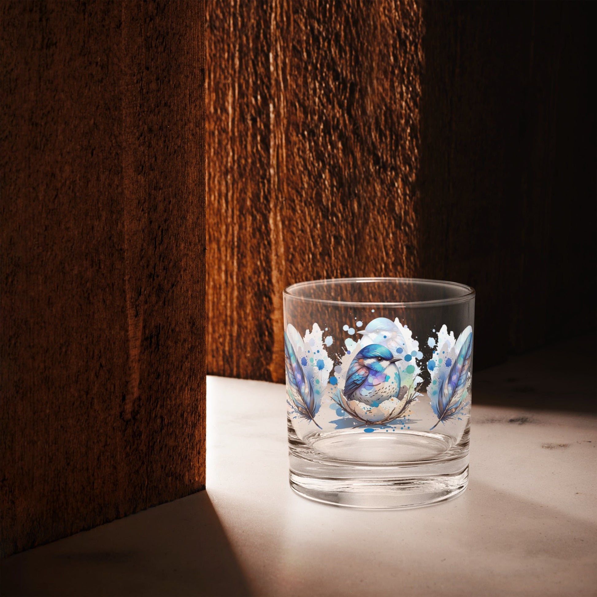 Baby Bird Watercolor Art Rocks Glass - Rocks Glass - Discovery Co.