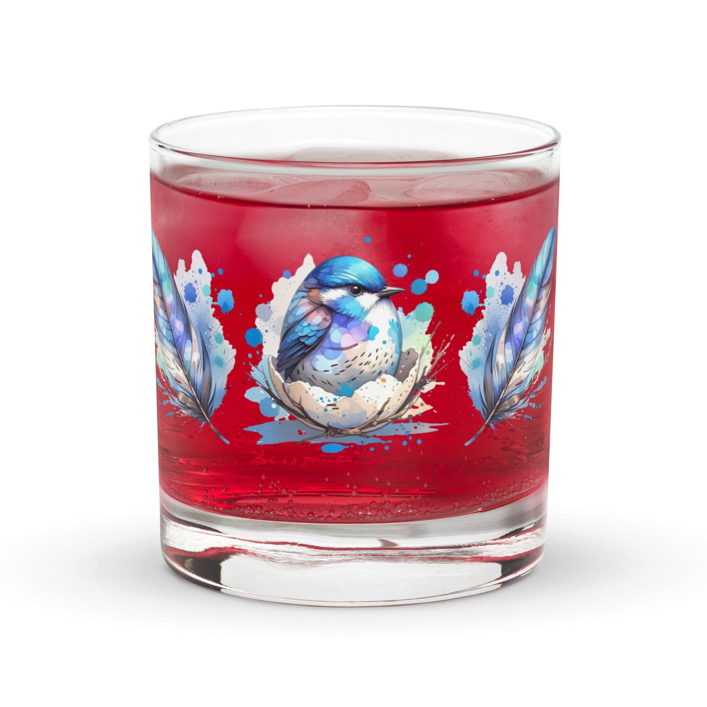 Baby Bird Watercolor Art Rocks Glass - Rocks Glass - Discovery Co.