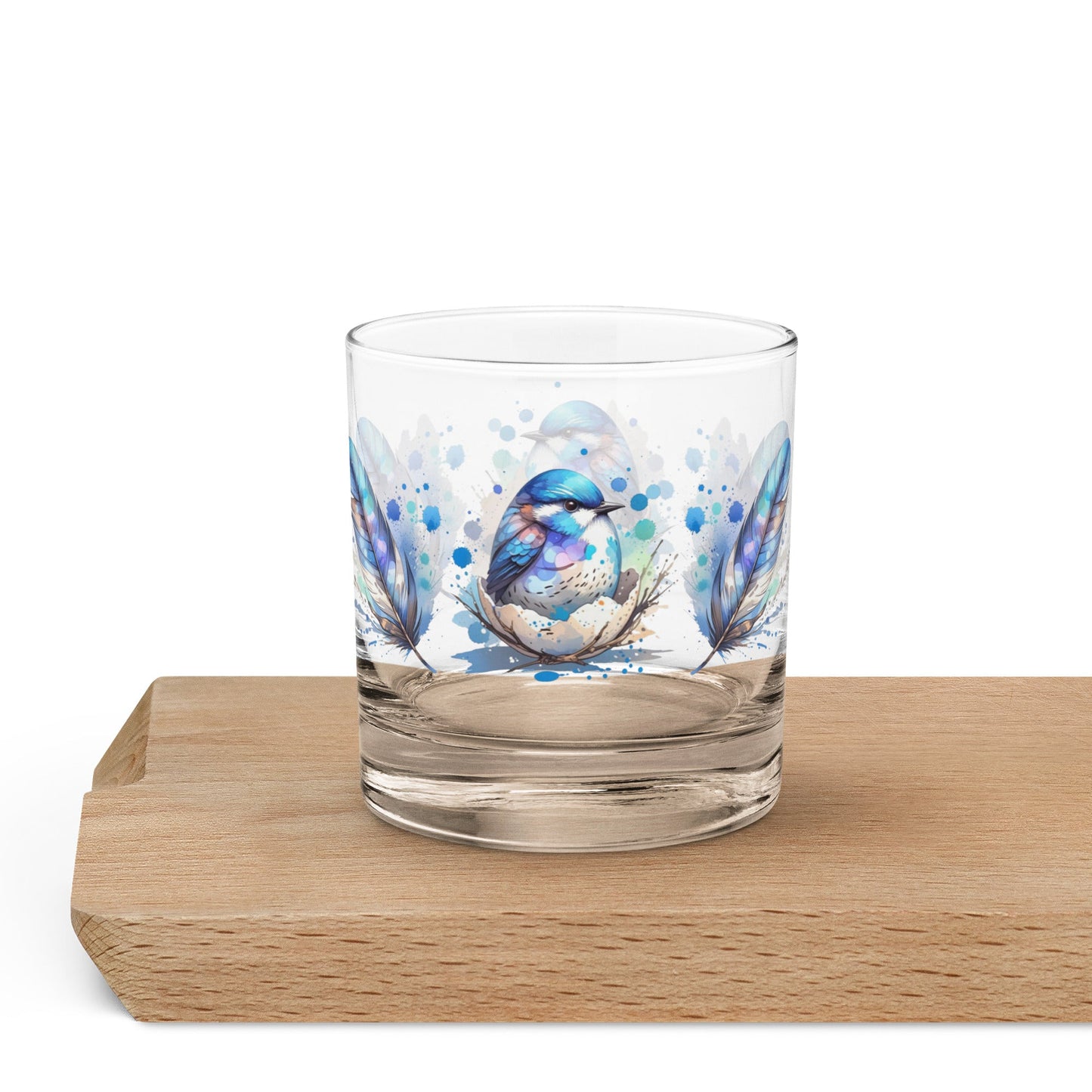 Baby Bird Watercolor Art Rocks Glass - Rocks Glass - Discovery Co.