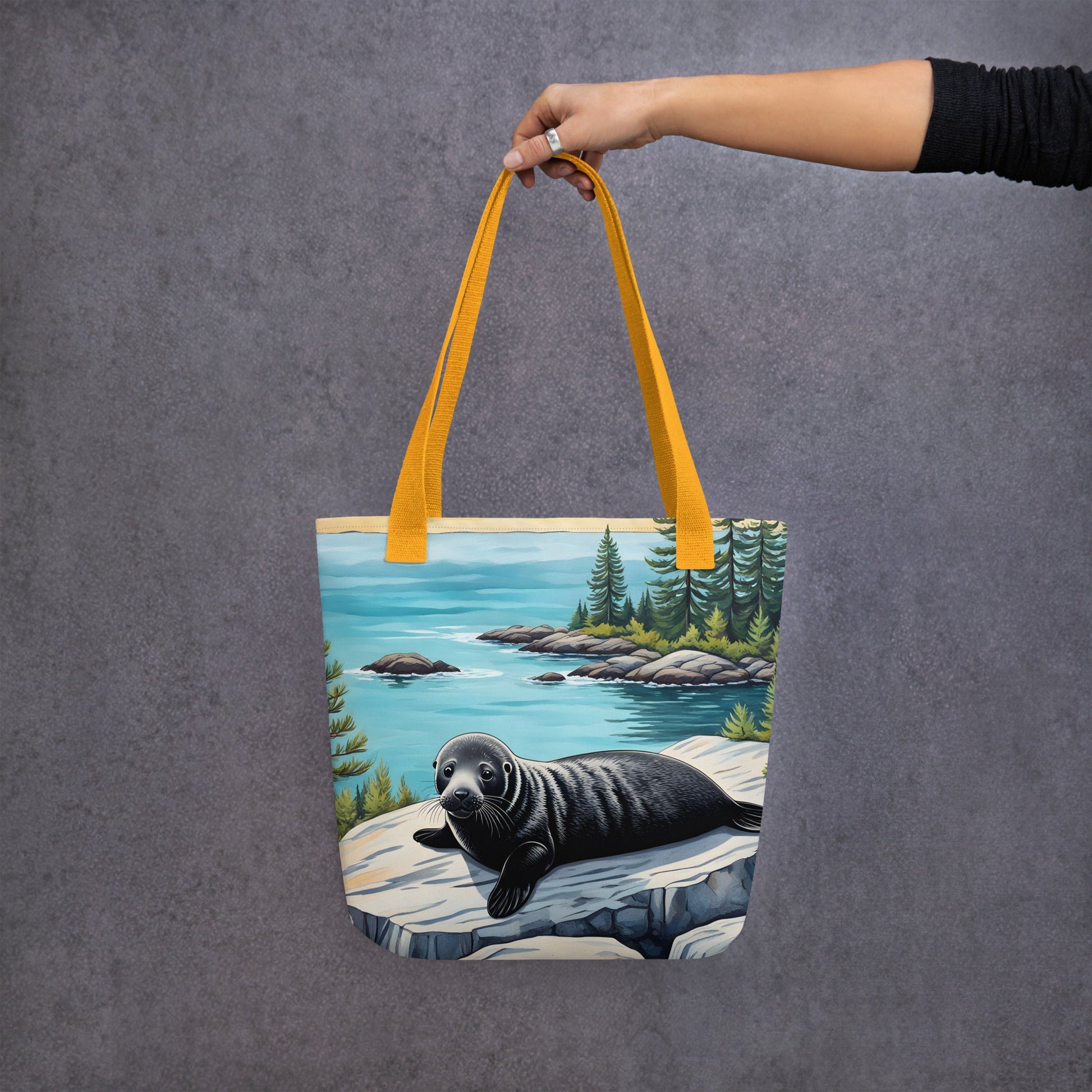 Baby Seal On Rock Tote Bag - Tote Bags - Discovery Co.