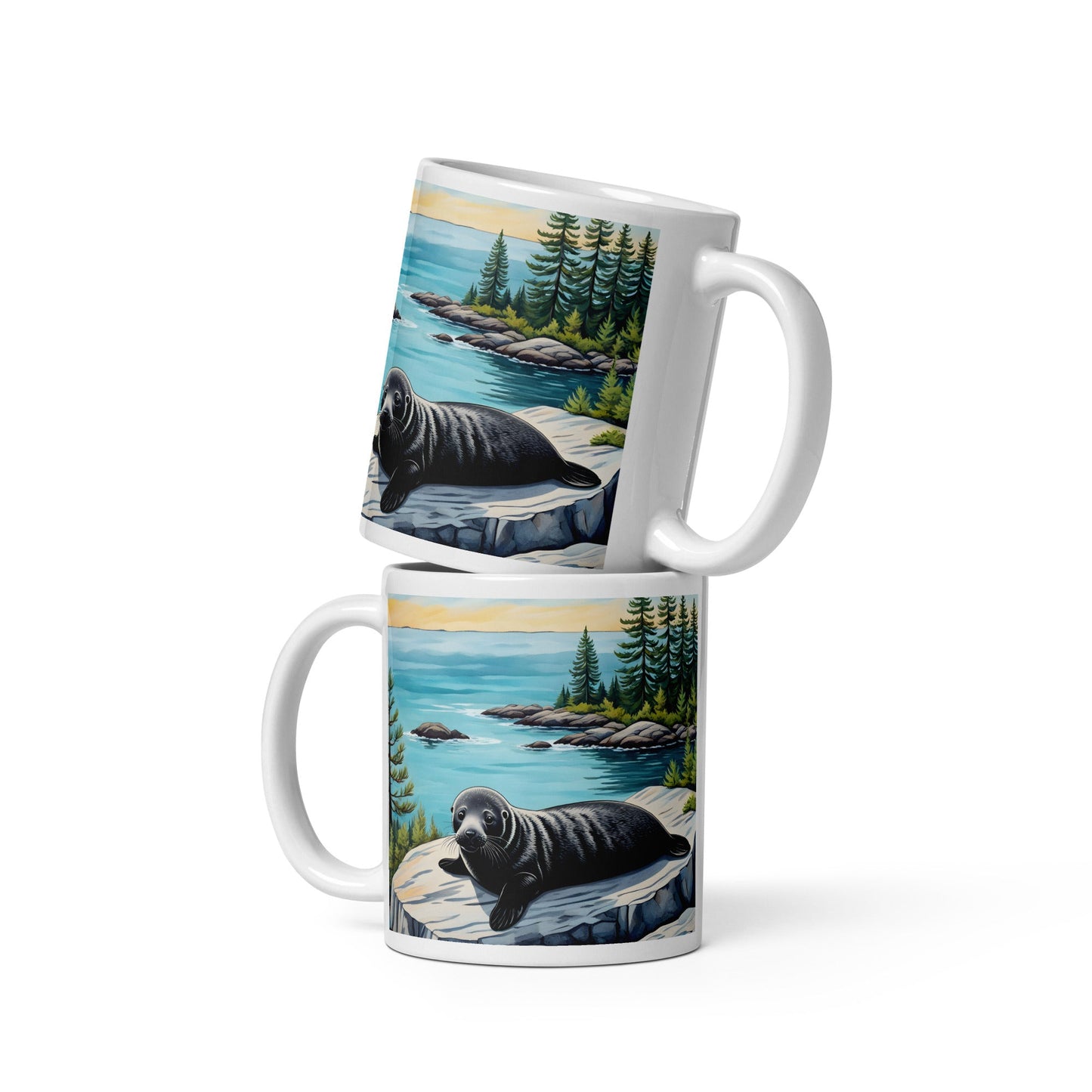 Baby Seal On Rock White Glossy Mug - Mugs - Discovery Co.