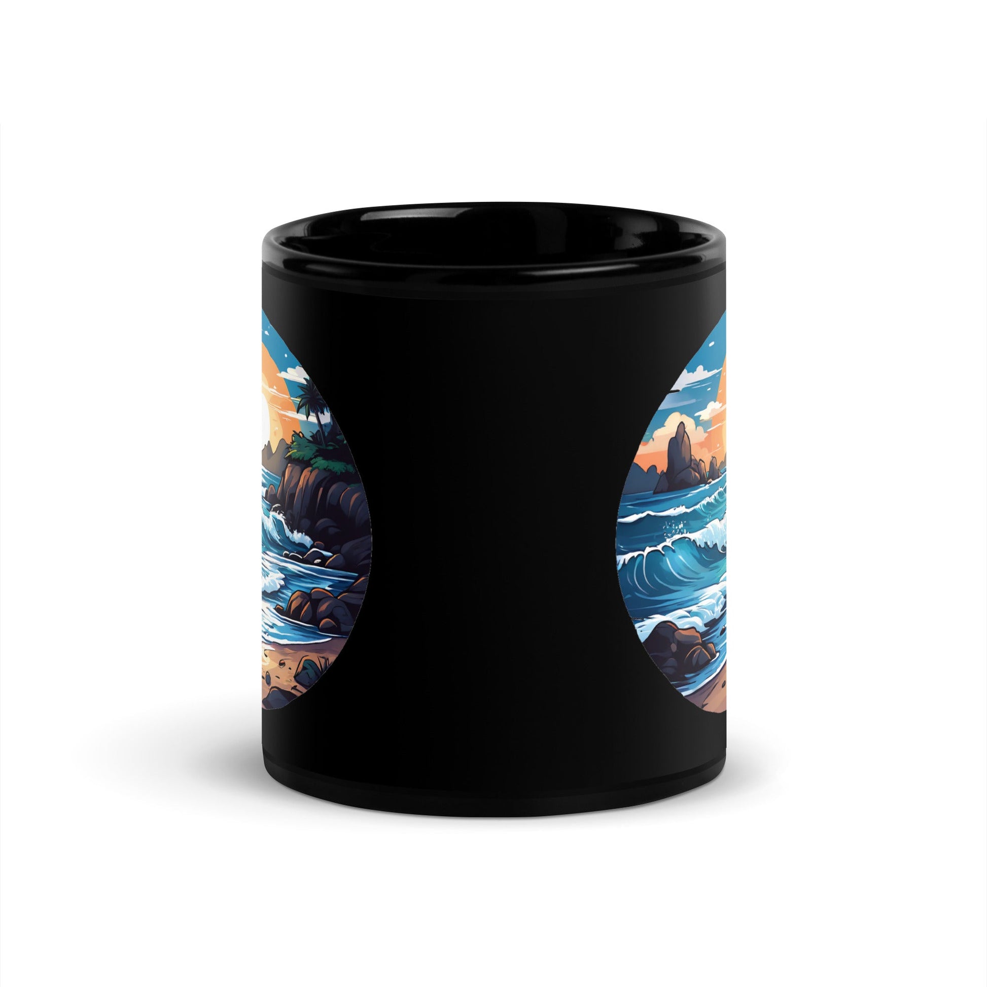 Beach Black Glossy Mug (11 oz, 15 oz) - Mugs - Discovery Co.