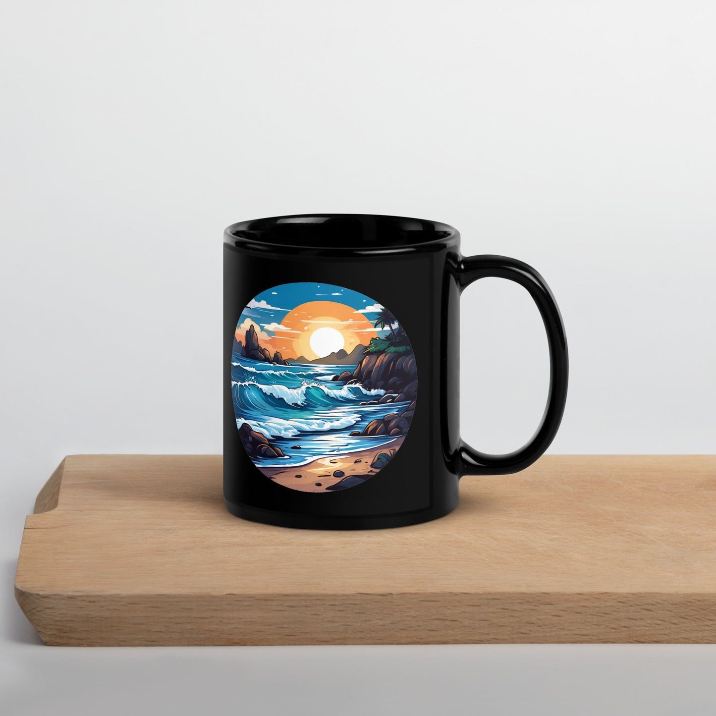 Beach Black Glossy Mug (11 oz, 15 oz) - Mugs - Discovery Co.