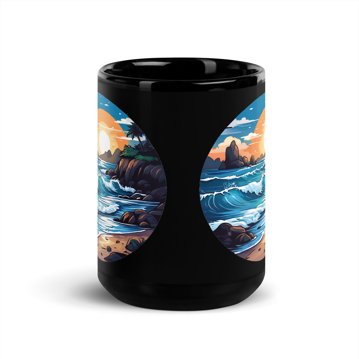 Beach Black Glossy Mug (11 oz, 15 oz) - Mugs - Discovery Co.