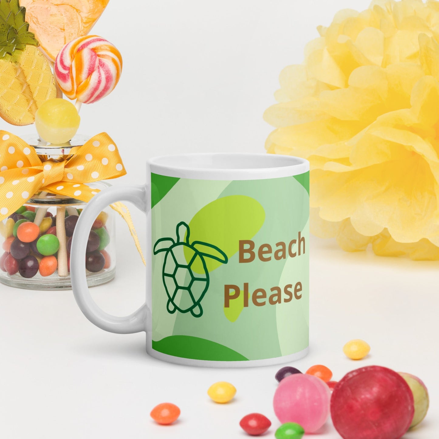 Beach Please White Glossy Mug (11 oz, 15 oz, 20 oz) - Mugs - Discovery Co.